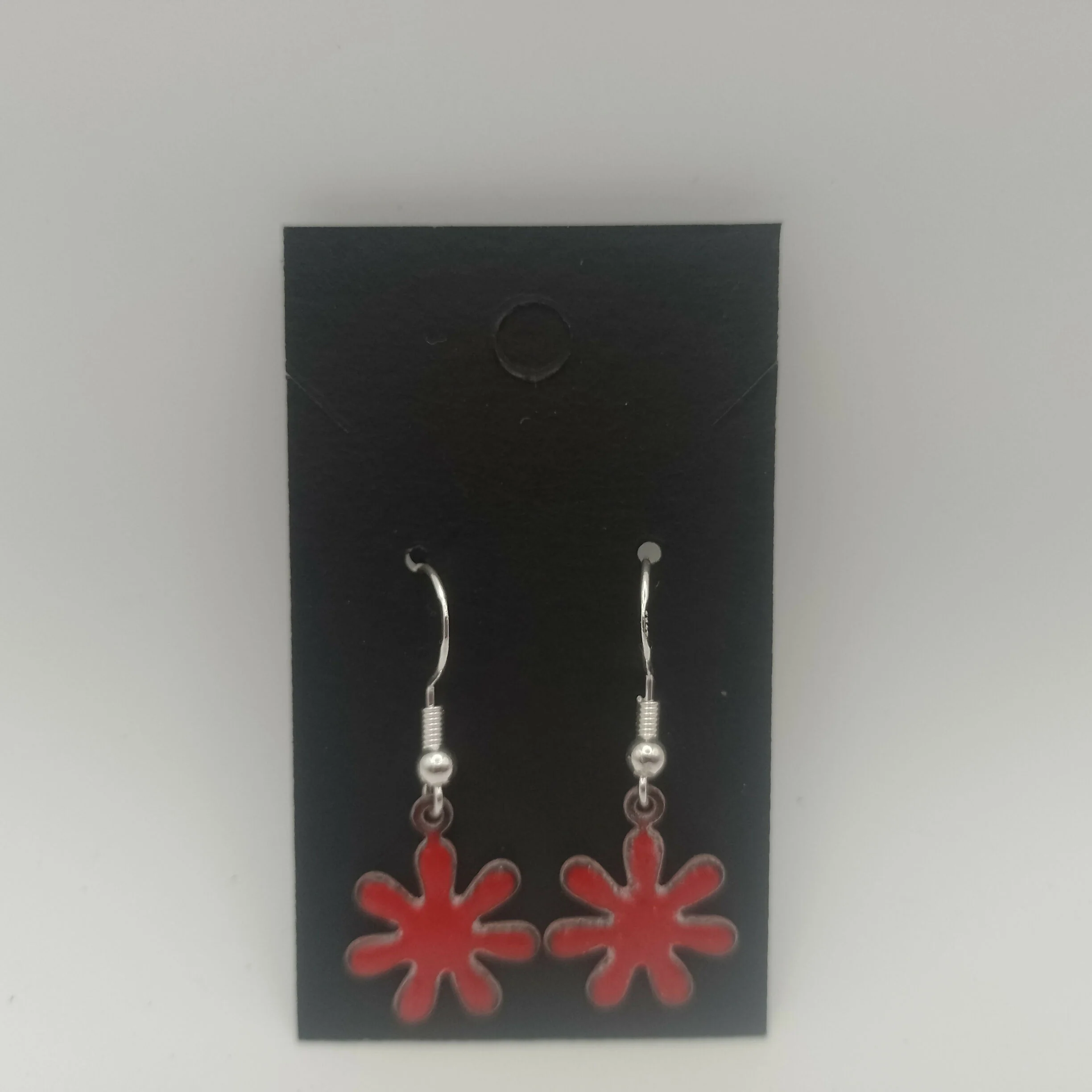 Red Flower Enamel Earrings