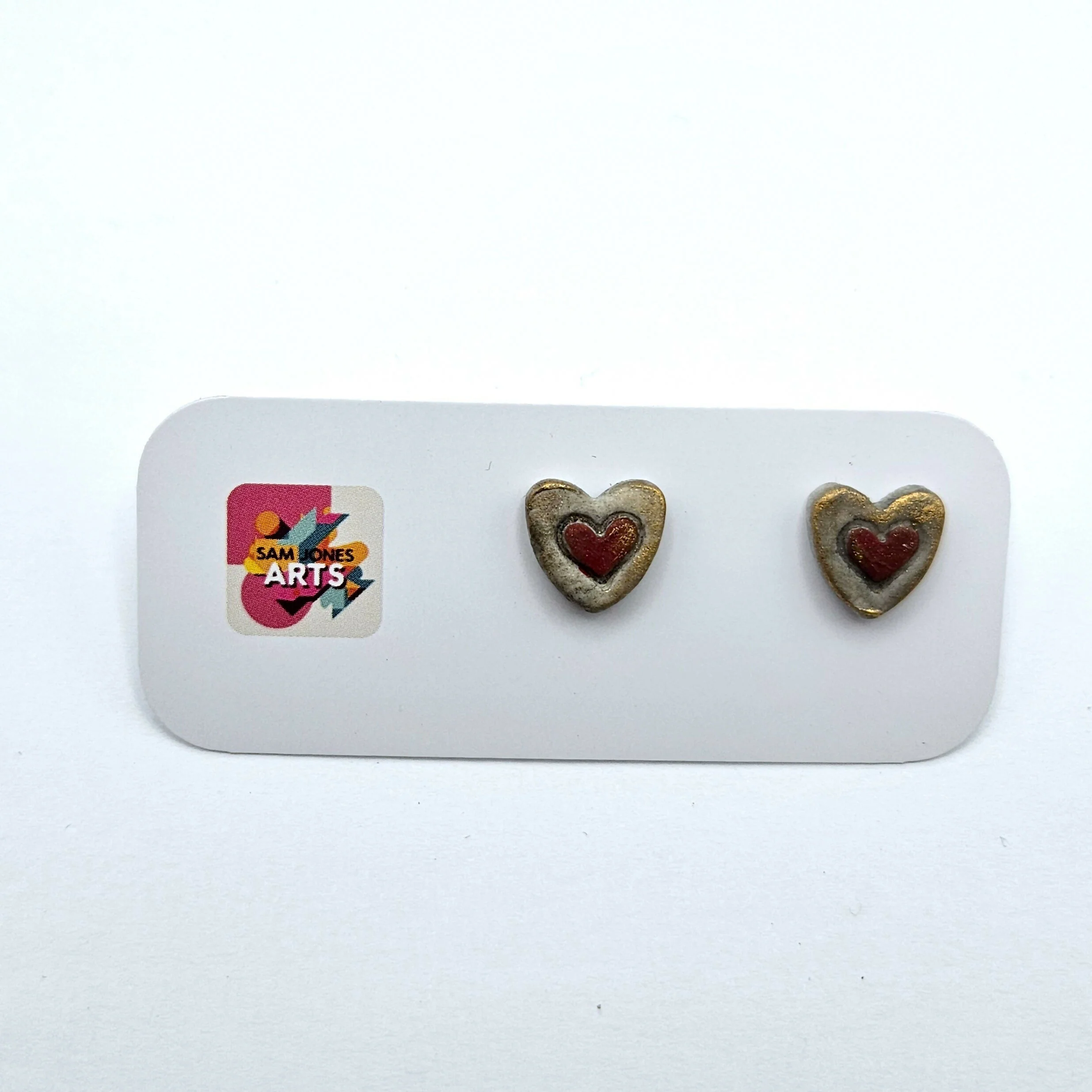 RED HEART PORCELAIN STUD EARRINGS. - Image 2