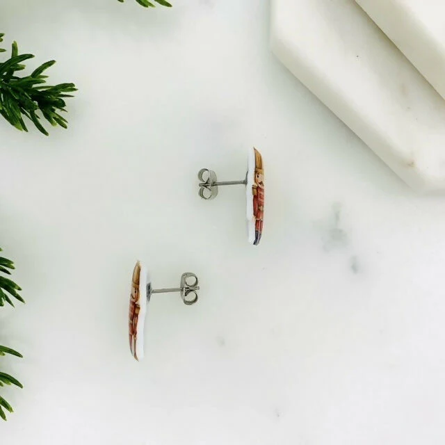 Red Nutcracker Stud Earrings - Image 4