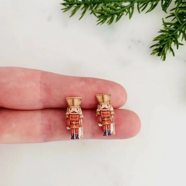 Red Nutcracker Stud Earrings - Image 5