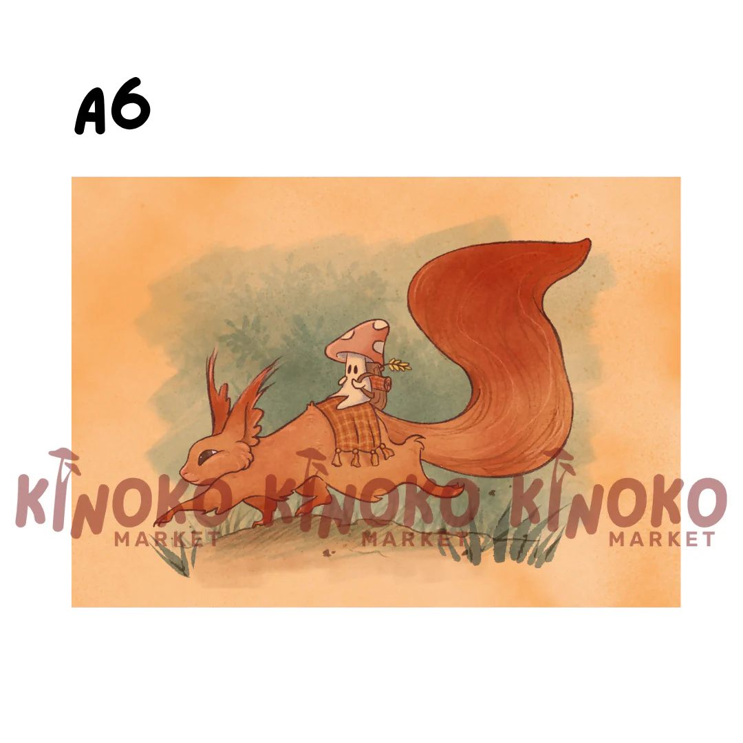 Red Squirrel Mushroom A6 Print - Image 2
