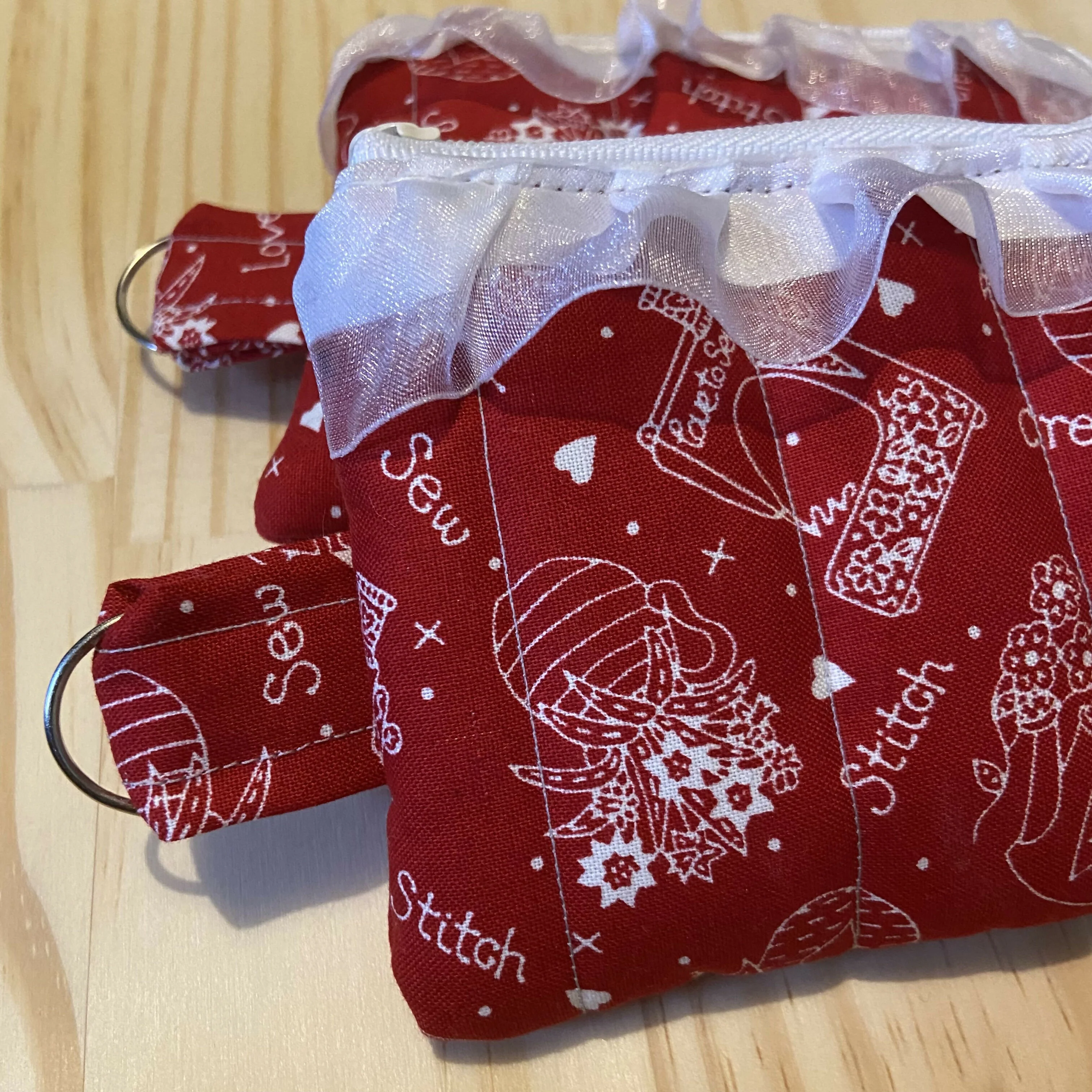 Red Stitch and Sew Mini Zipper Pouch - Image 3