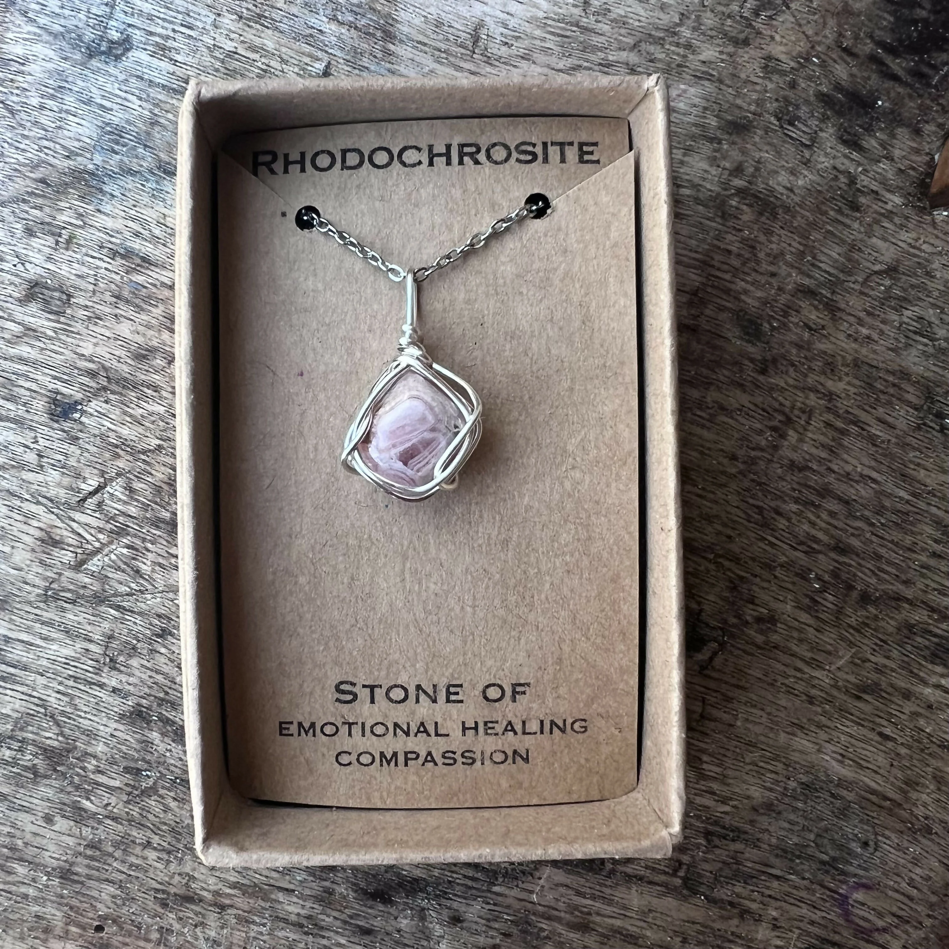 Rhodochrosite Wire Wrapped Pendant