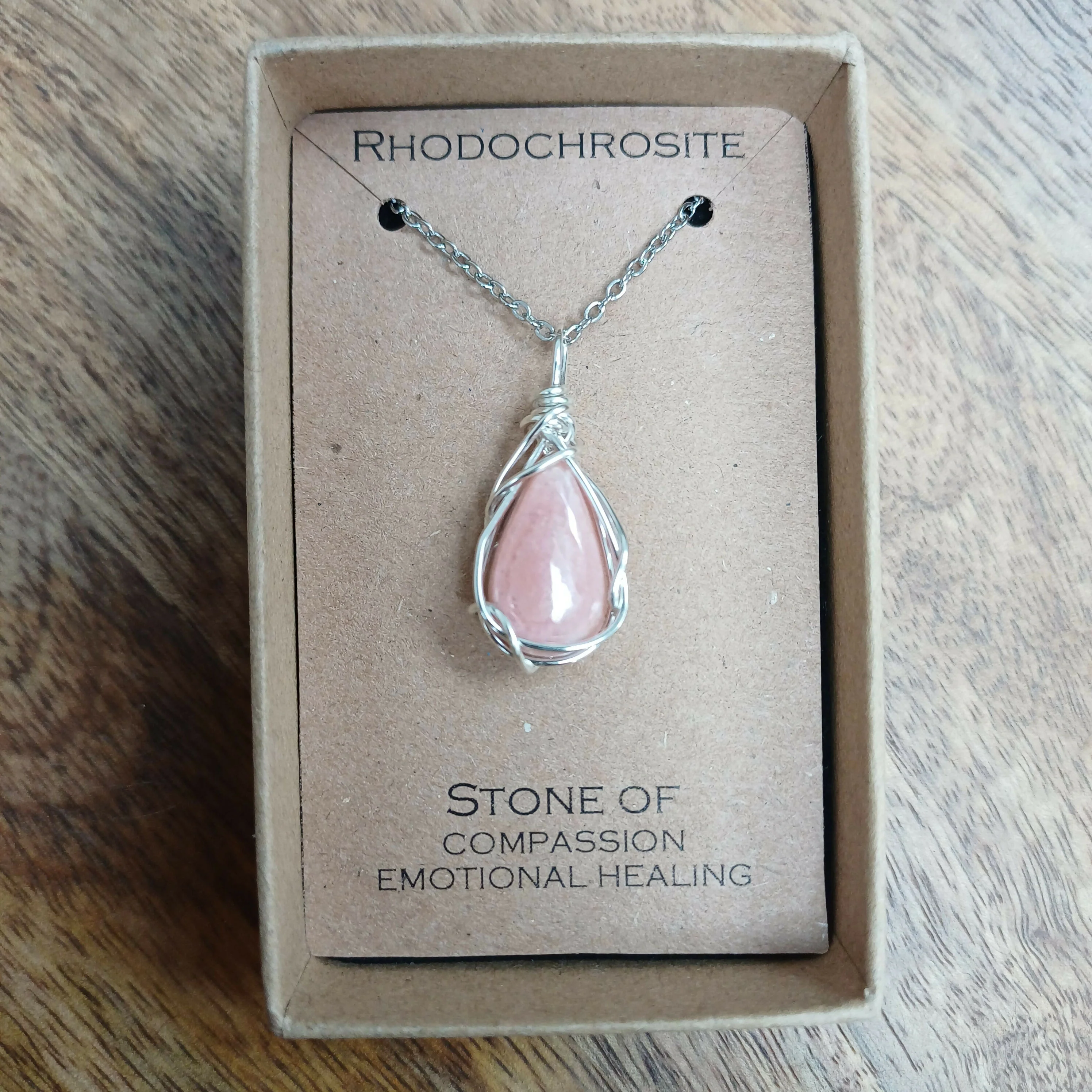 Rhodochrosite Wire Wrapped Pendant