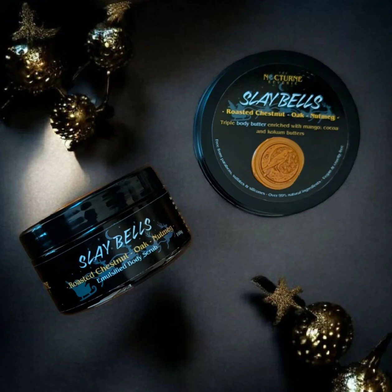 Roasted Chestnut, Brown Sugar, Oak & Nutmeg Gift Set - Body Scrub and Body Butter - Image 2