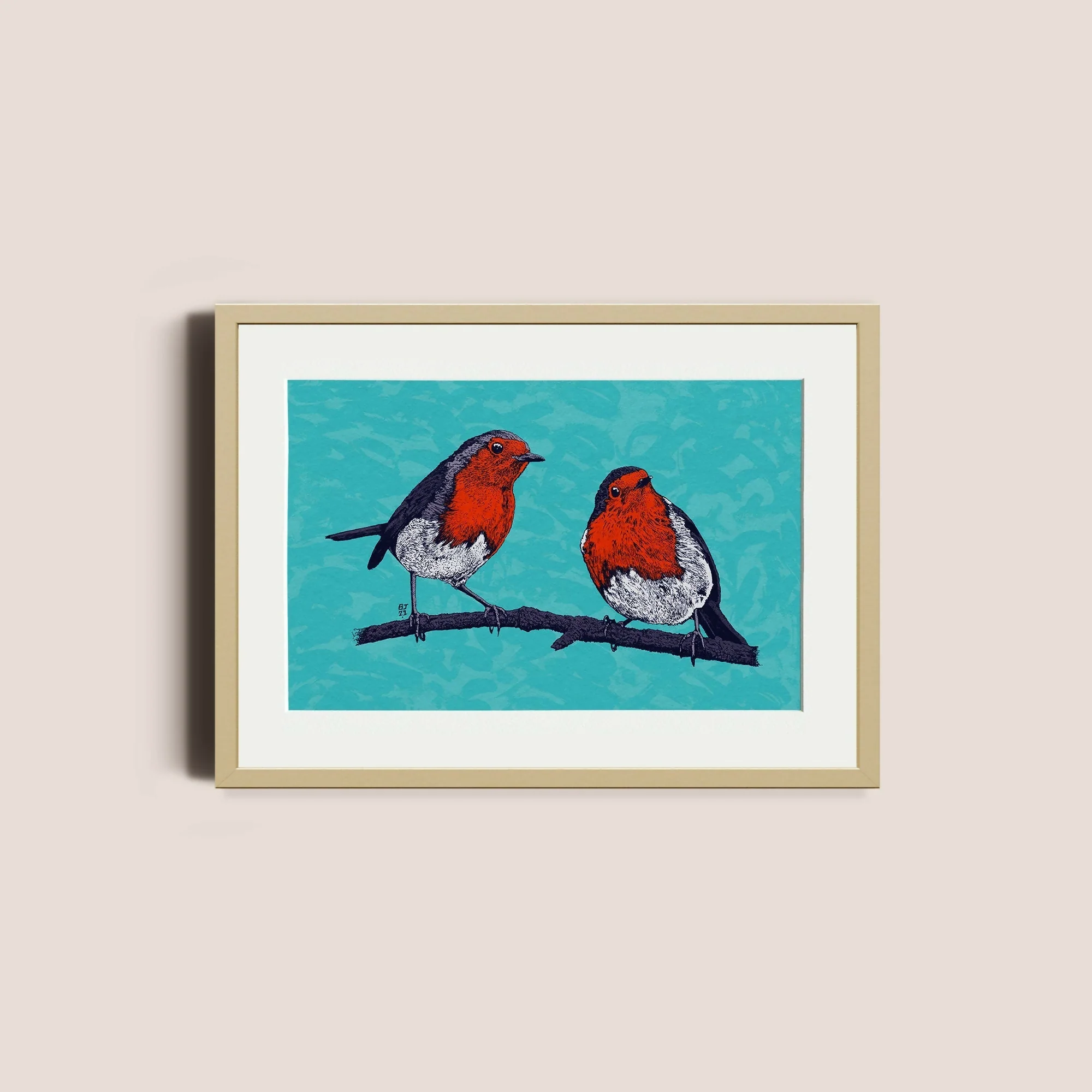 Robins Art Print – British Birds Wall Art - Image 2