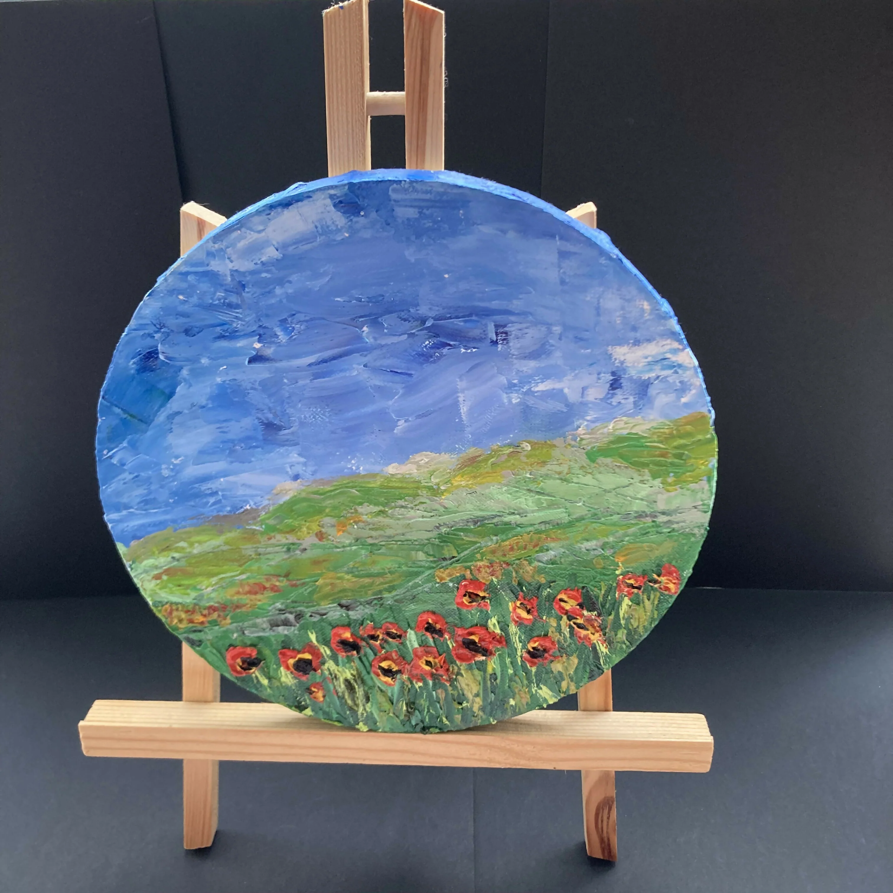 Round Poppies Original Oil Painting On Canvas