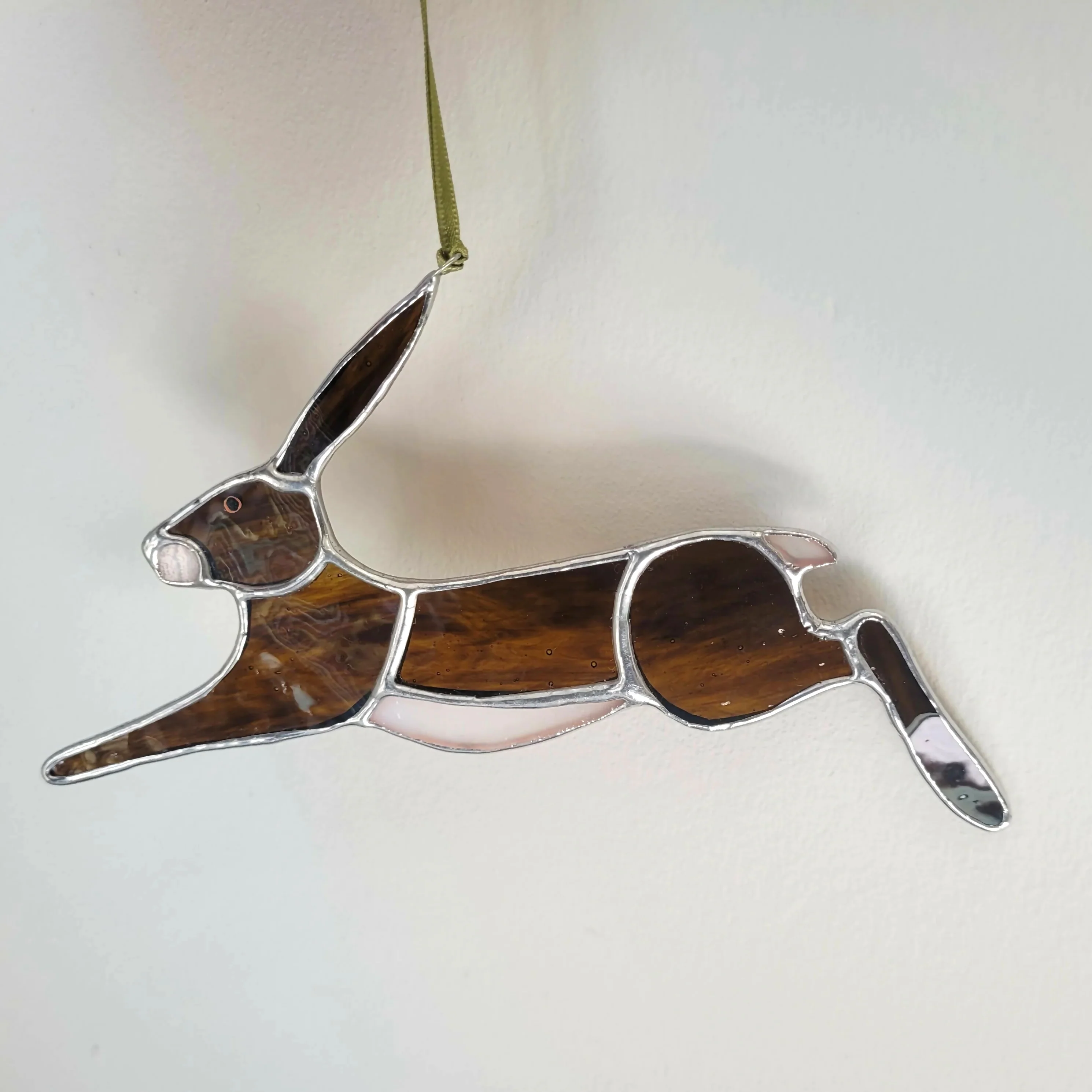 Glass Running Hare Hanging Decoration