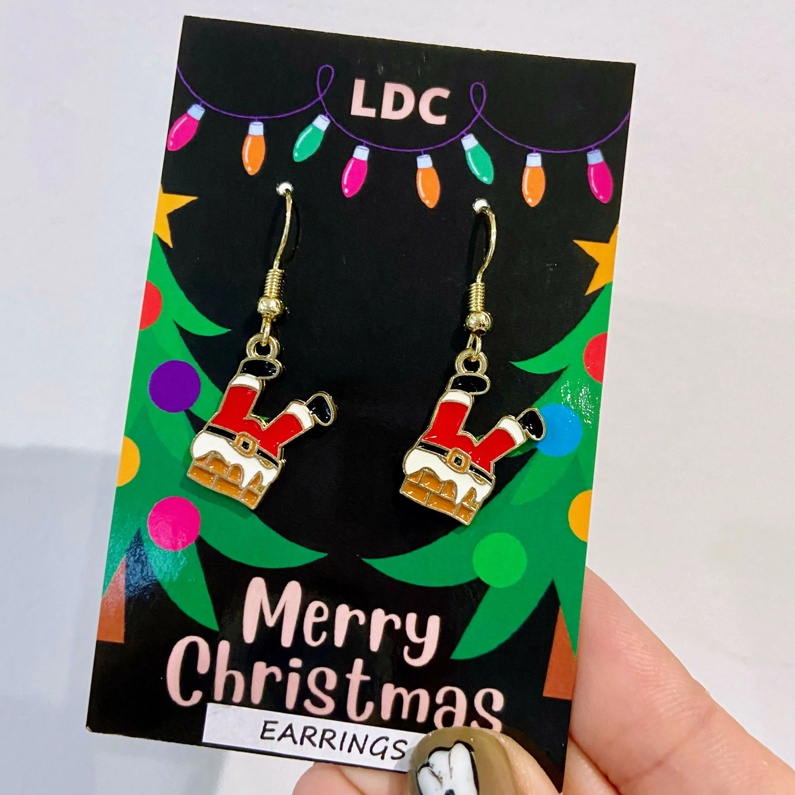 Santa in Chimney Charm Earrings - Image 2