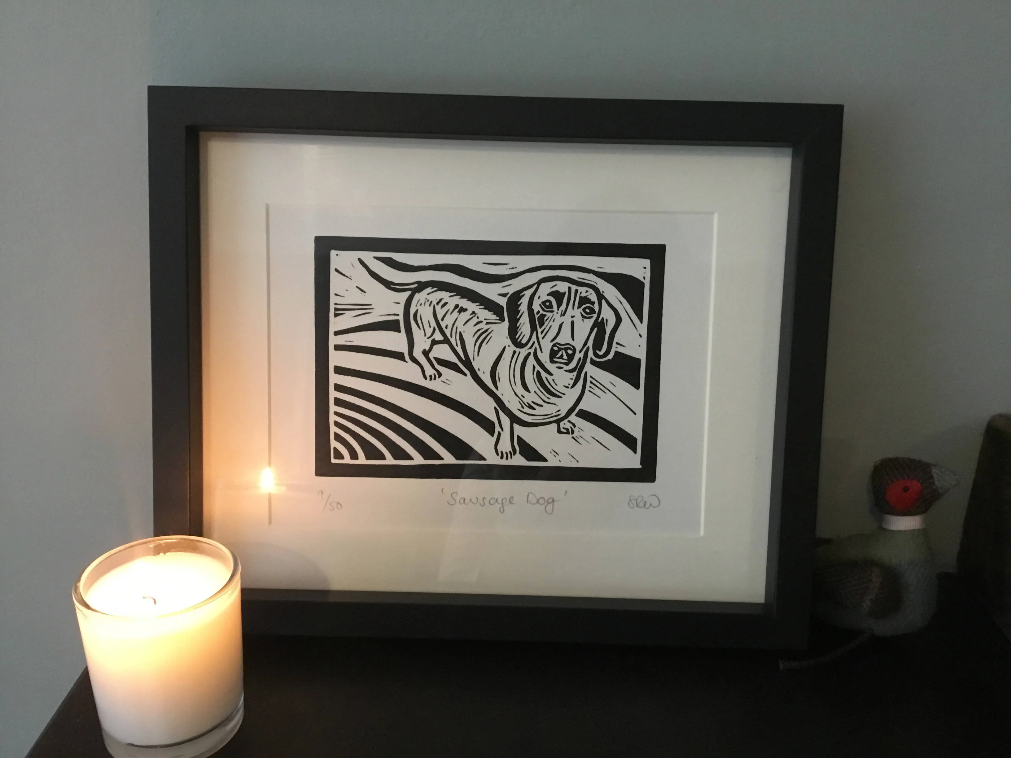 Sausage Dog Framed Lino Cut Print - Image 10