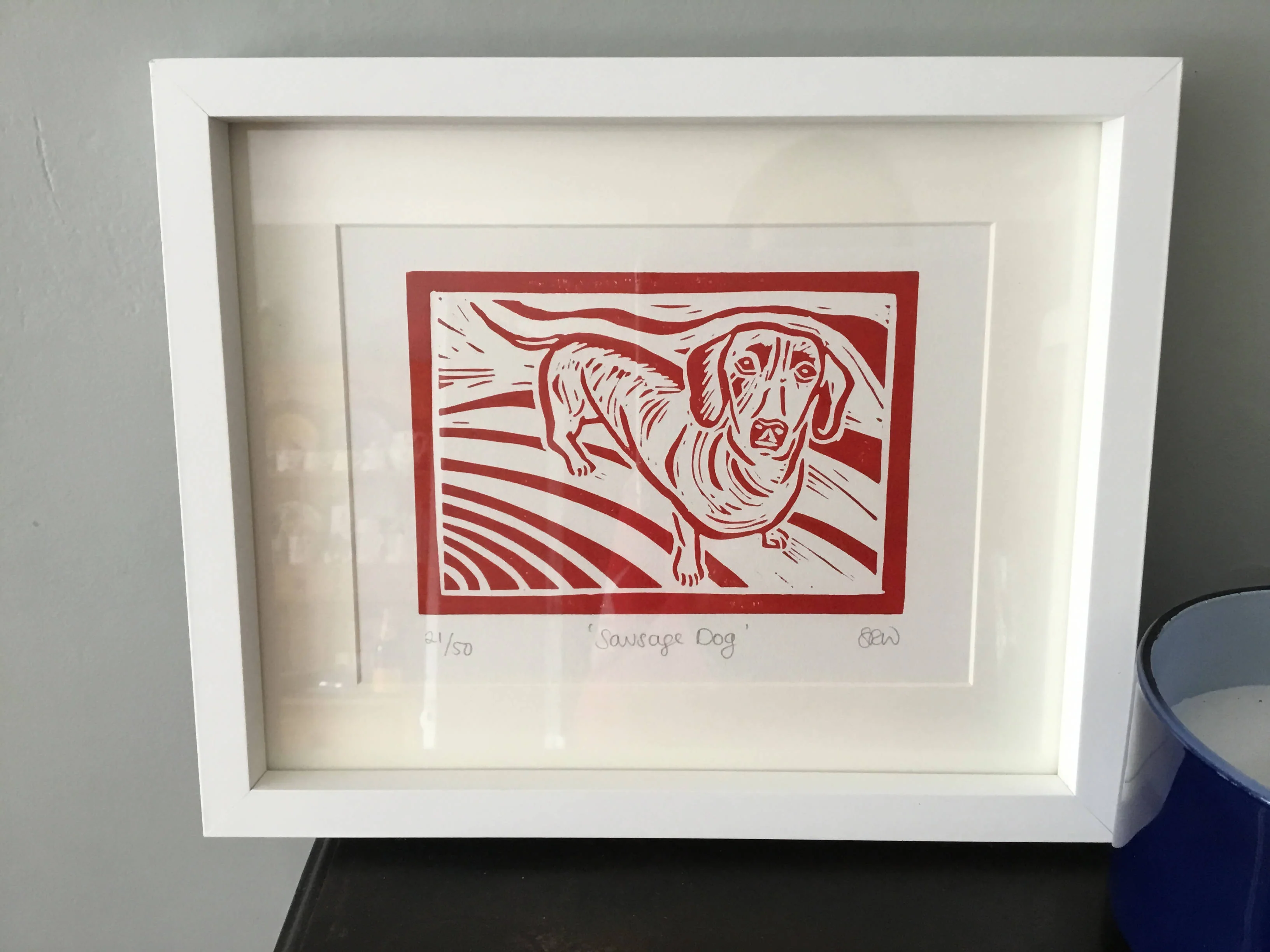 Sausage Dog Framed Lino Cut Print - Image 11