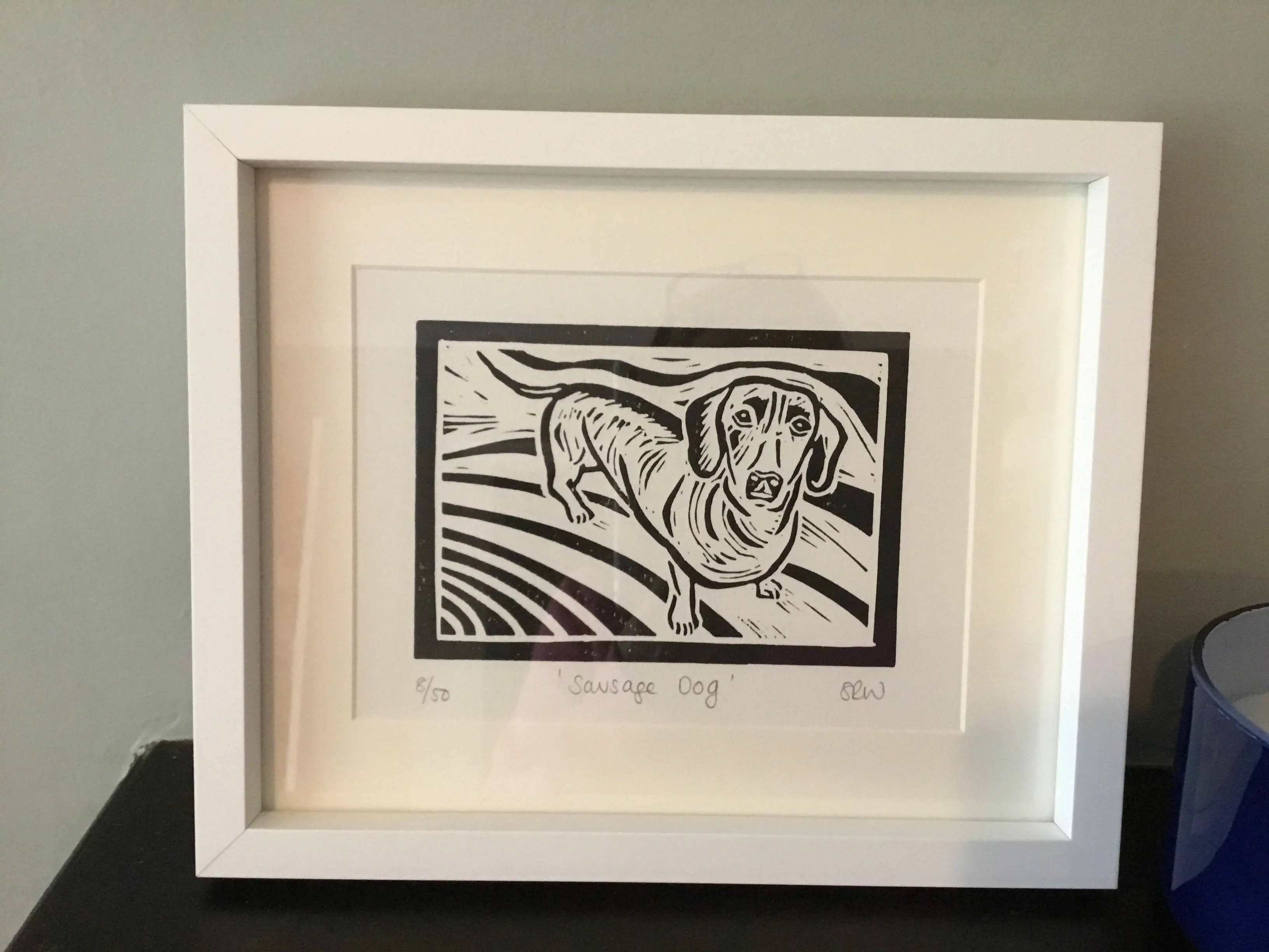 Sausage Dog Framed Lino Cut Print - Image 12