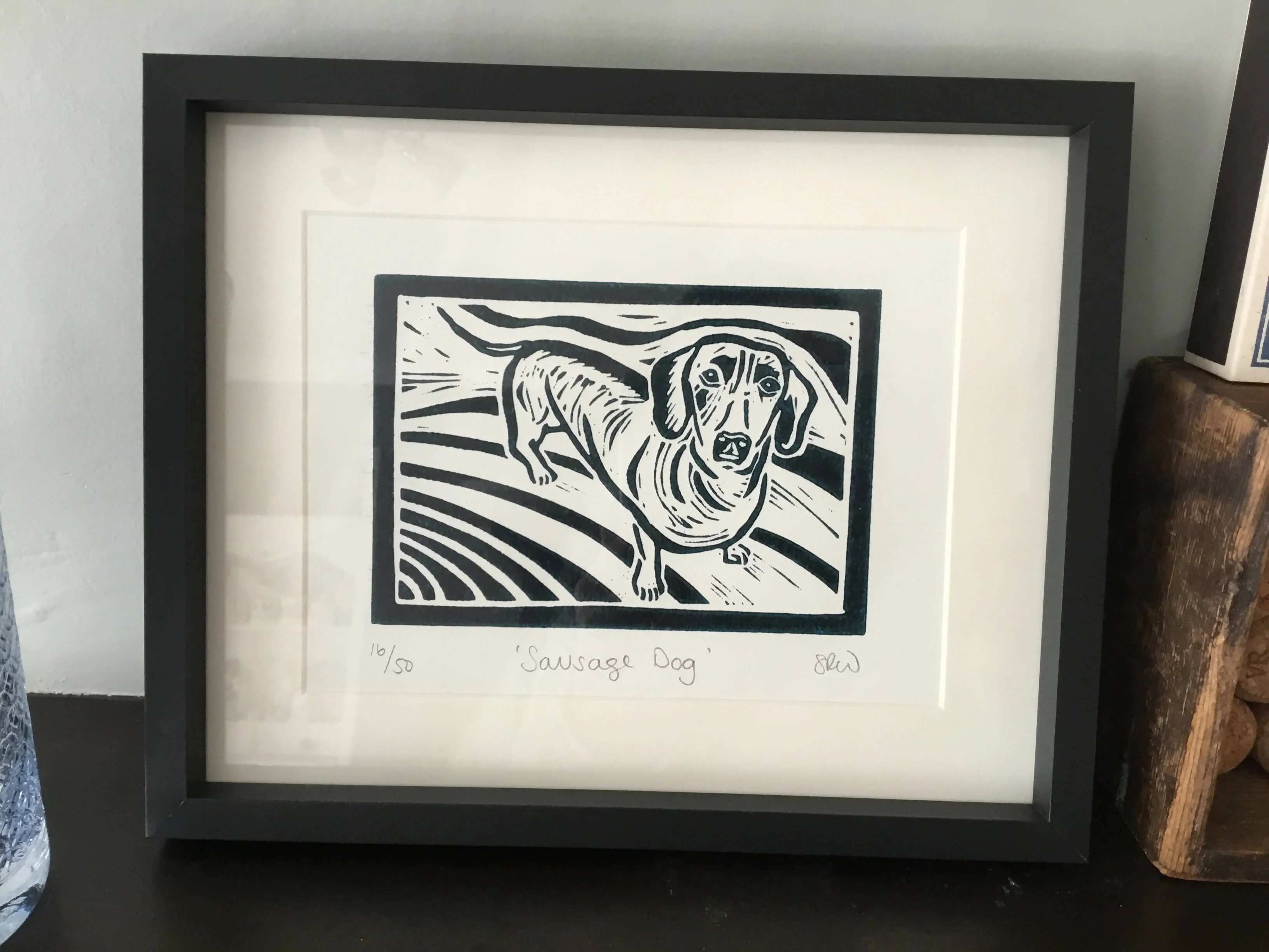 Sausage Dog Framed Lino Cut Print - Image 13
