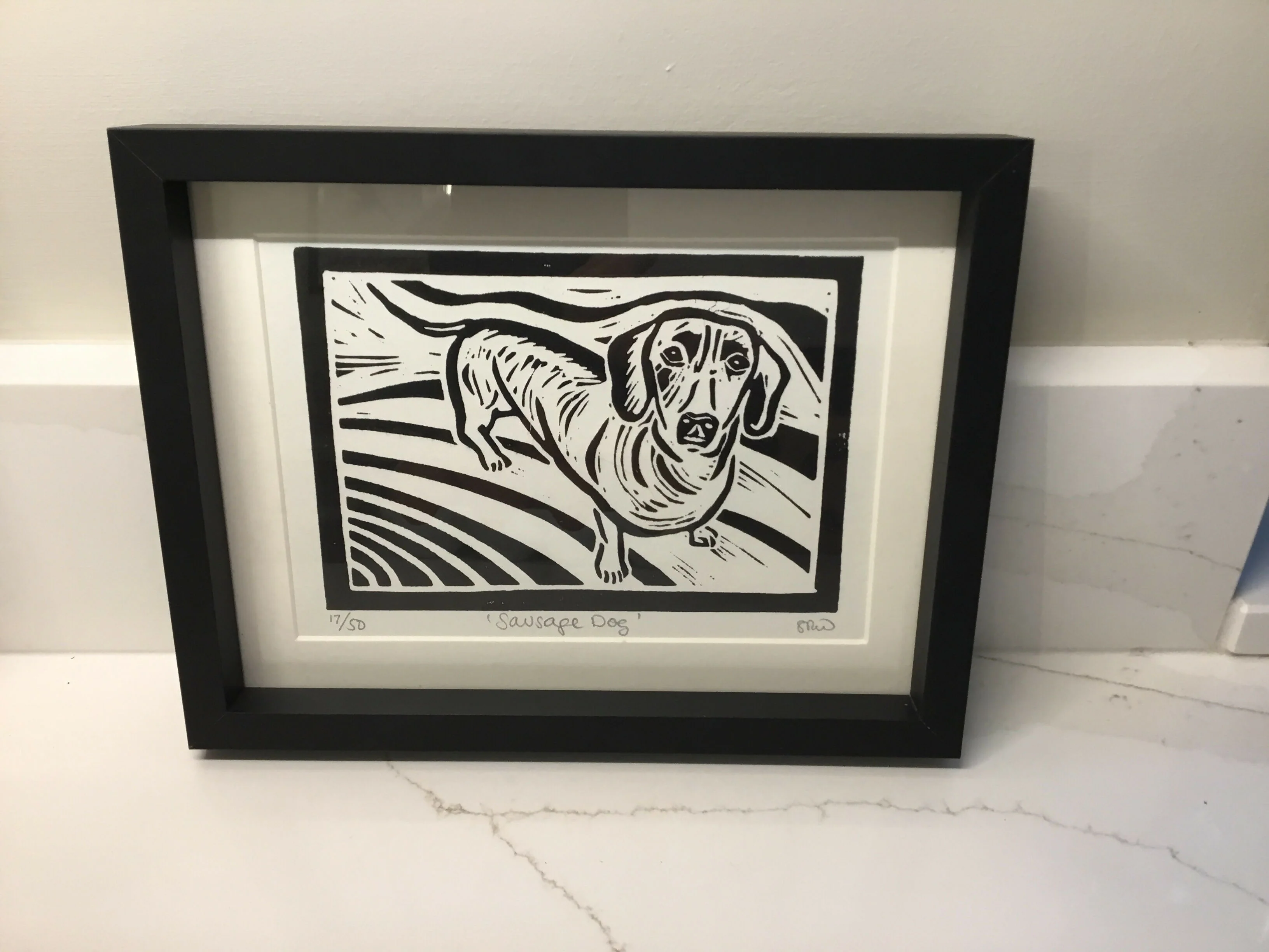 Sausage Dog Framed Lino Cut Print - Image 14