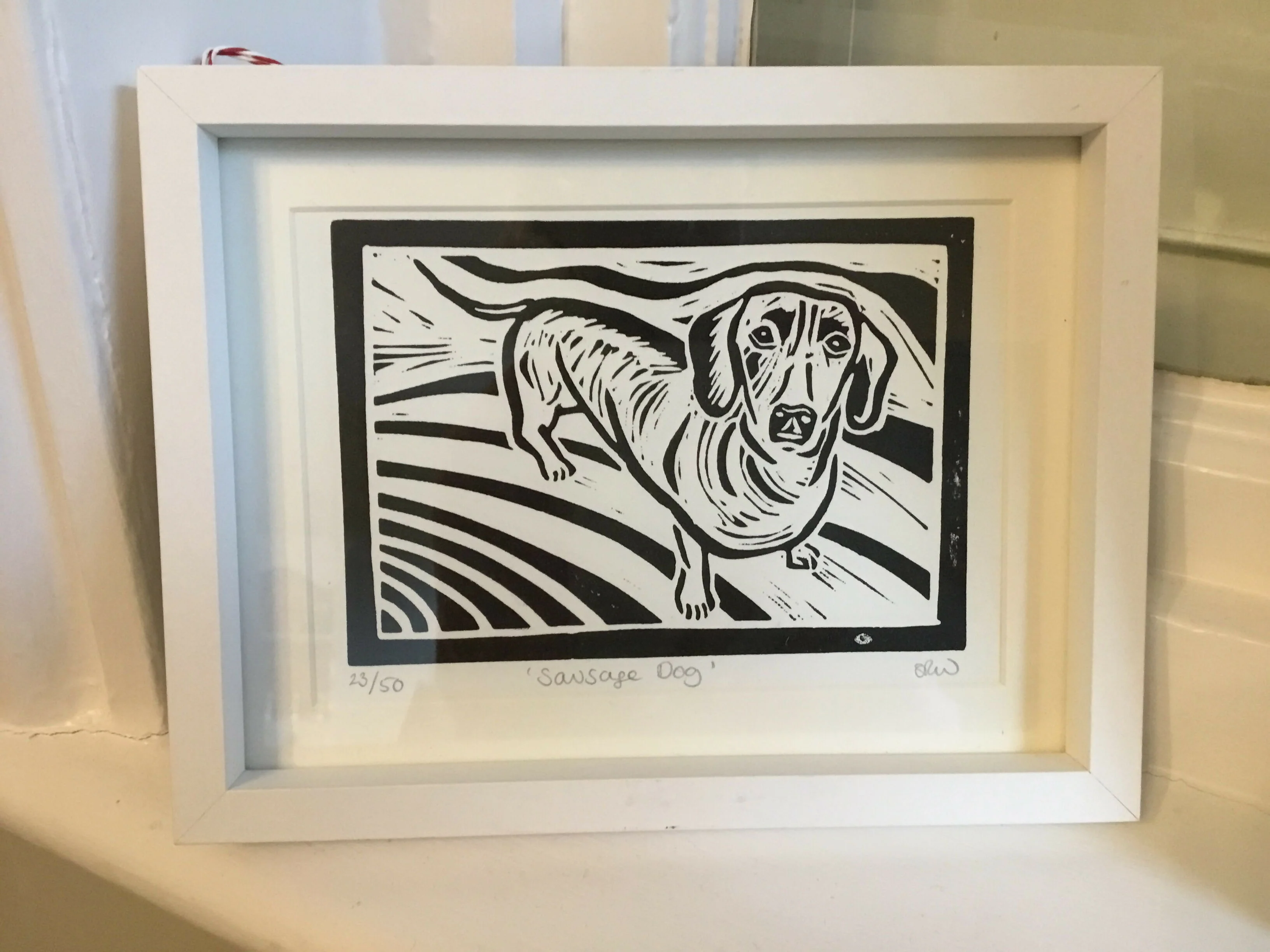 Sausage Dog Framed Lino Cut Print - Image 15