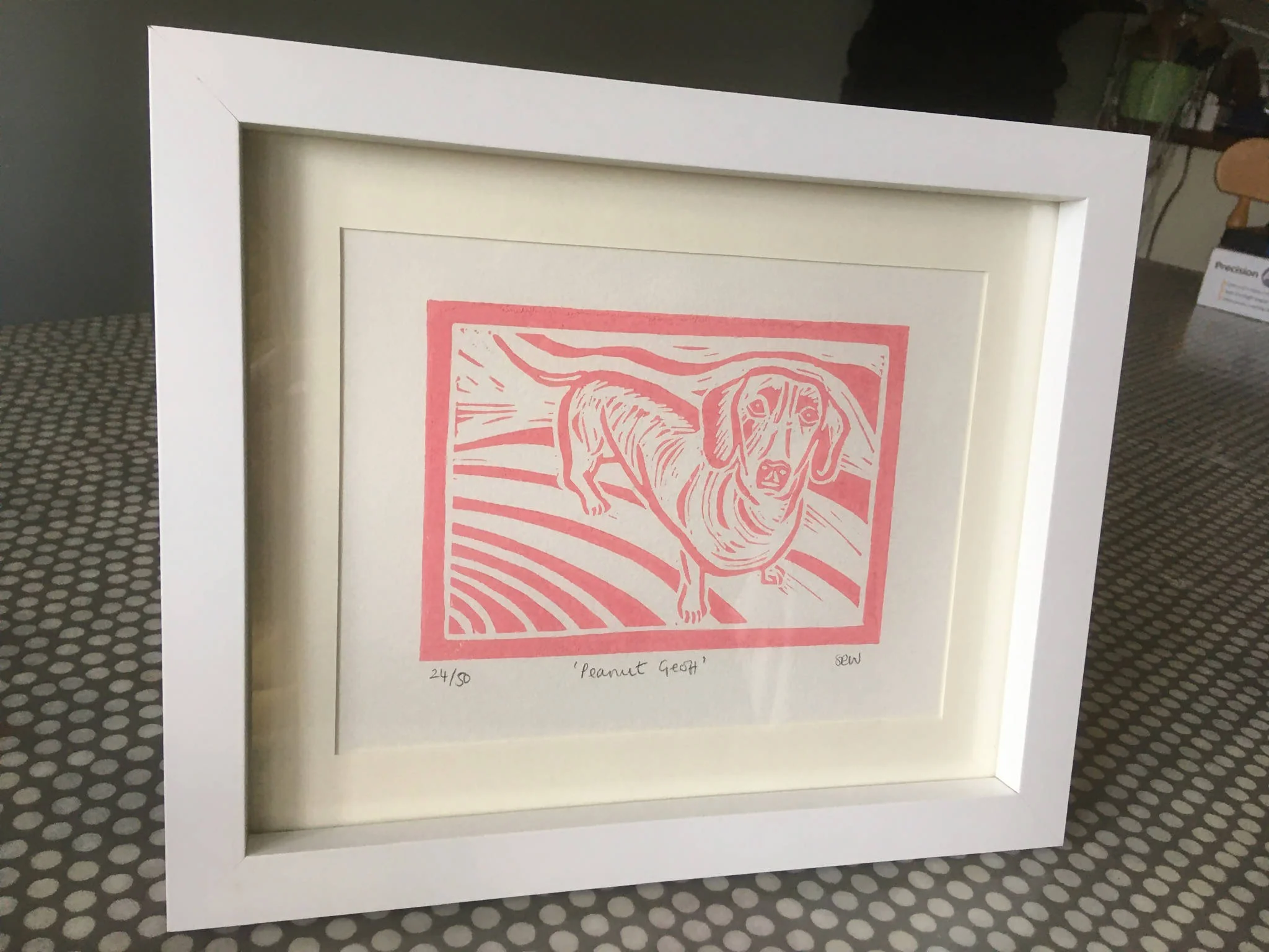 Sausage Dog Framed Lino Cut Print - Image 5