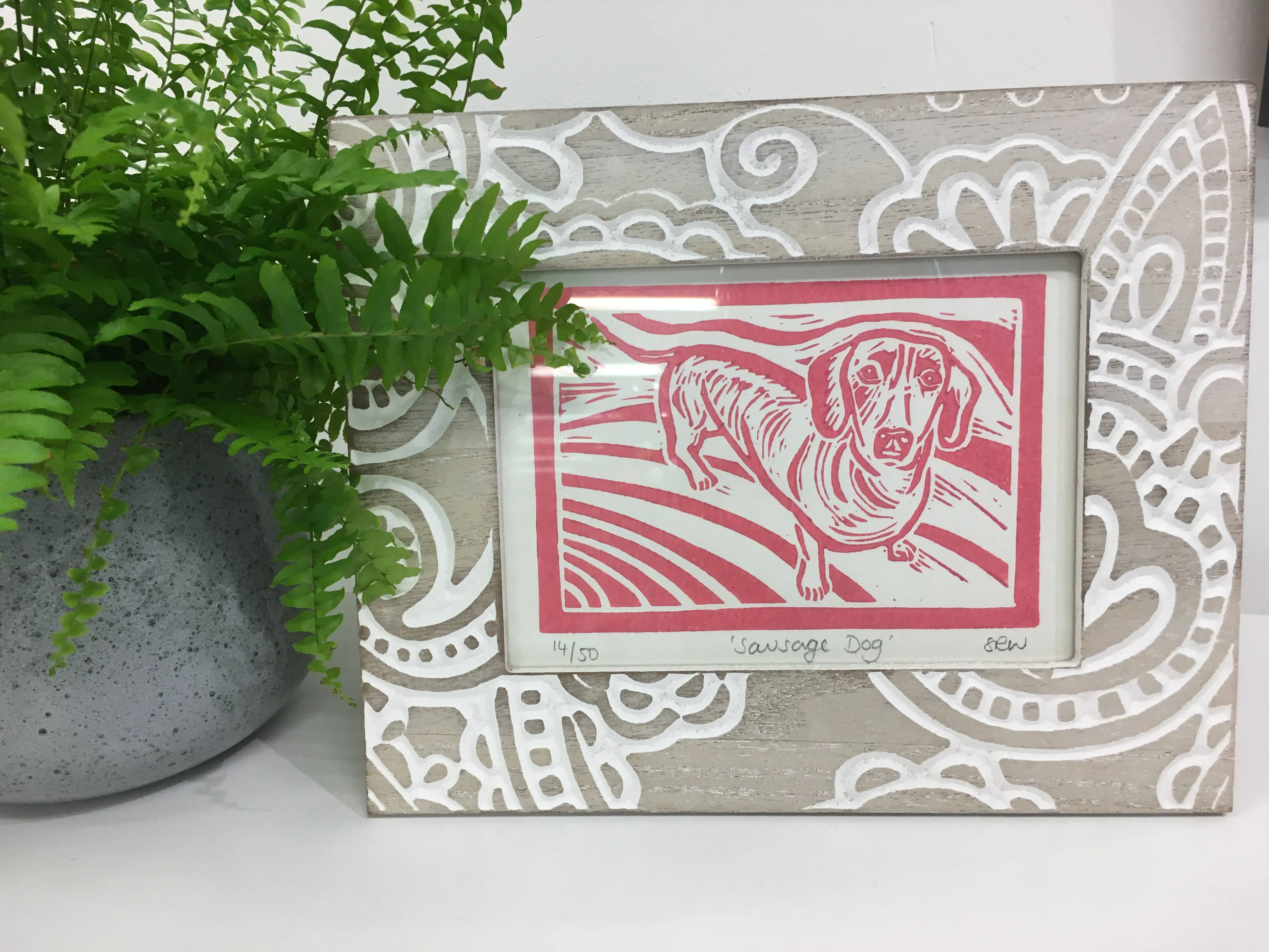 Sausage Dog Framed Lino Cut Print - Image 6