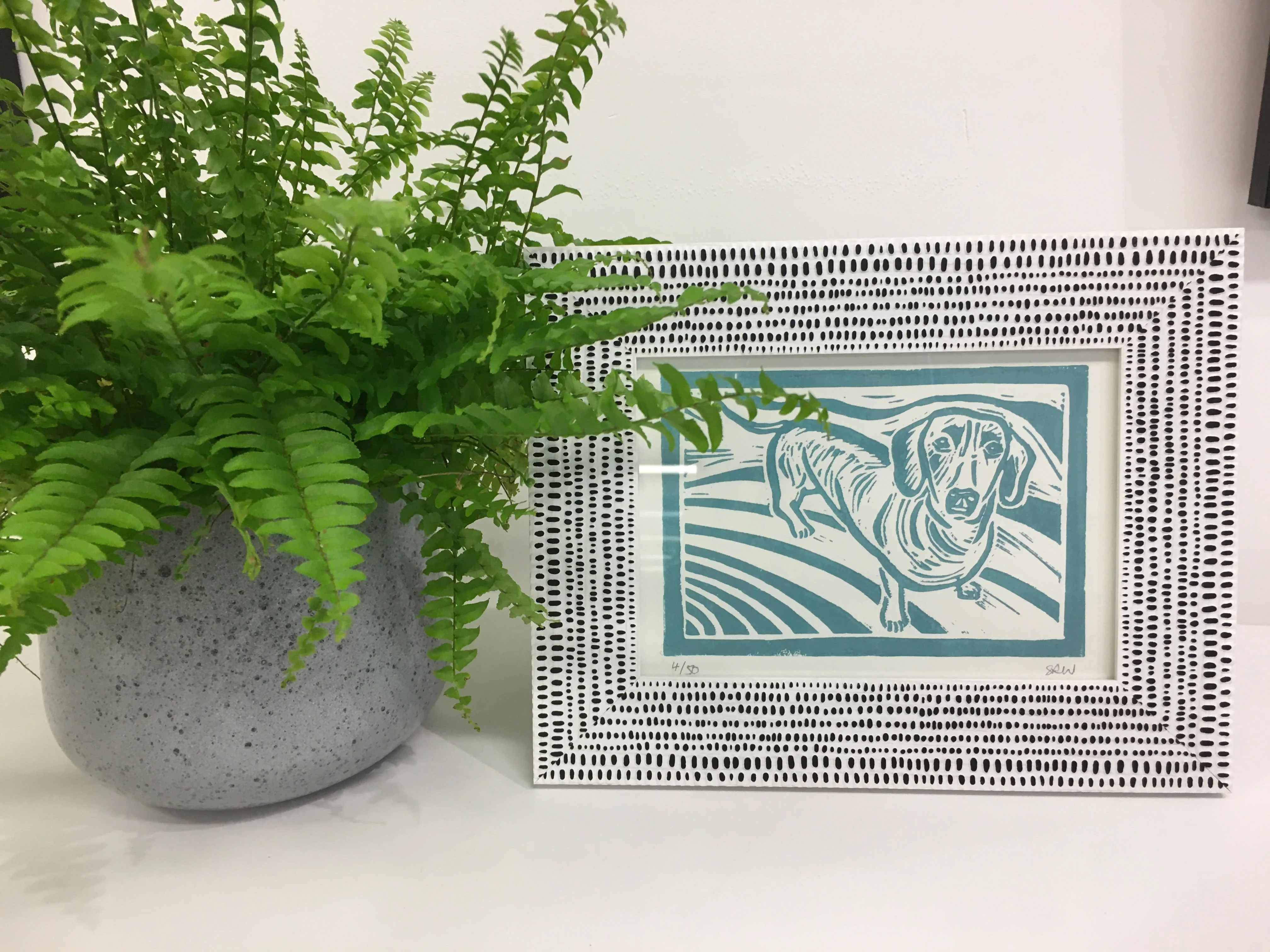 Sausage Dog Framed Lino Cut Print - Image 7