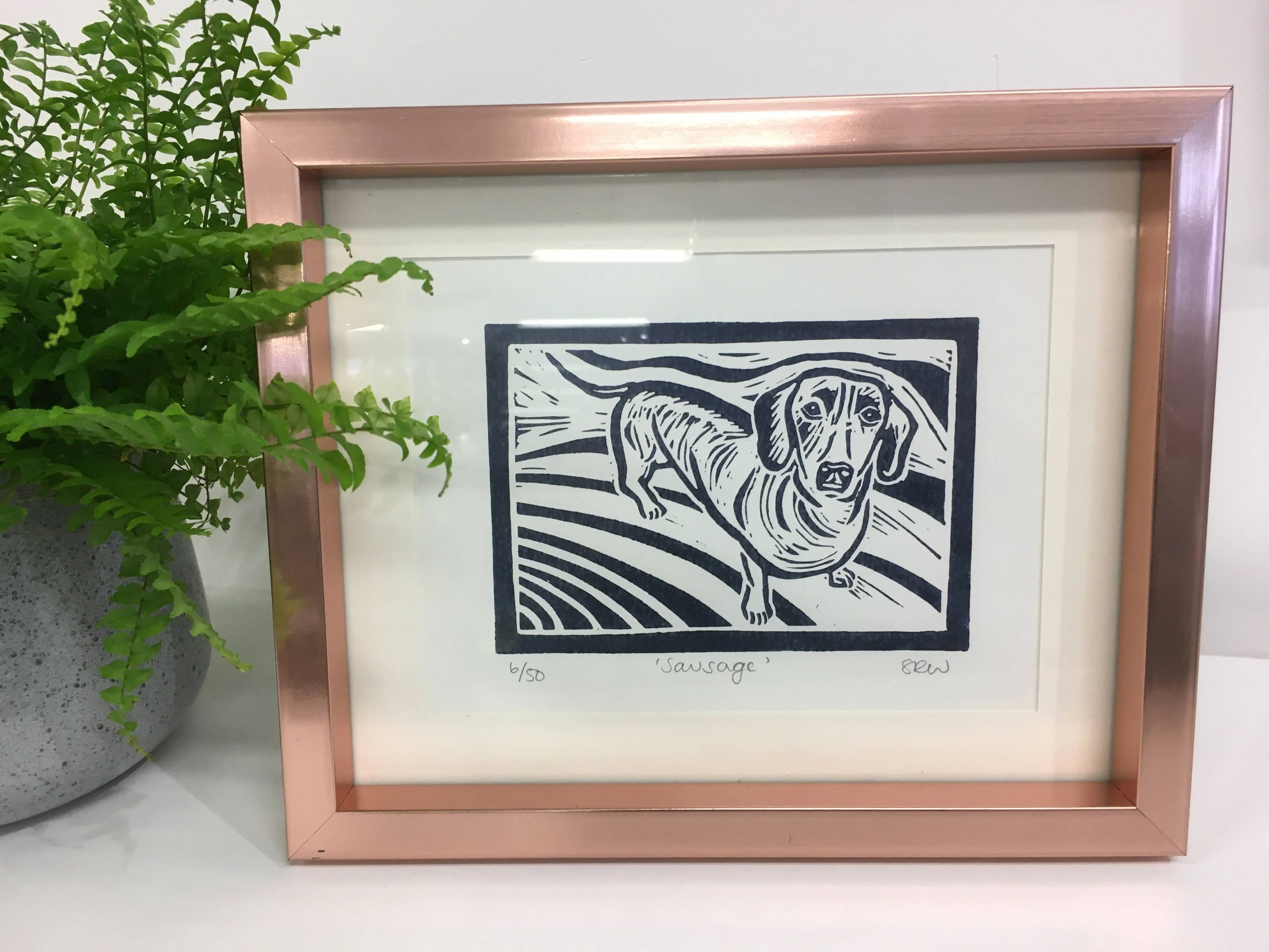 Sausage Dog Framed Lino Cut Print - Image 8