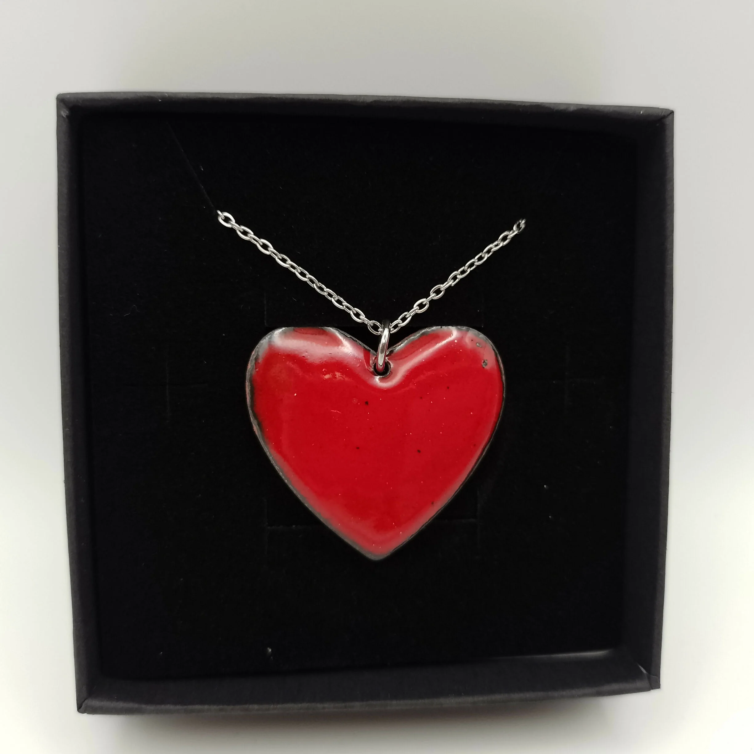 Scarlet Red Enamel Heart Pendant