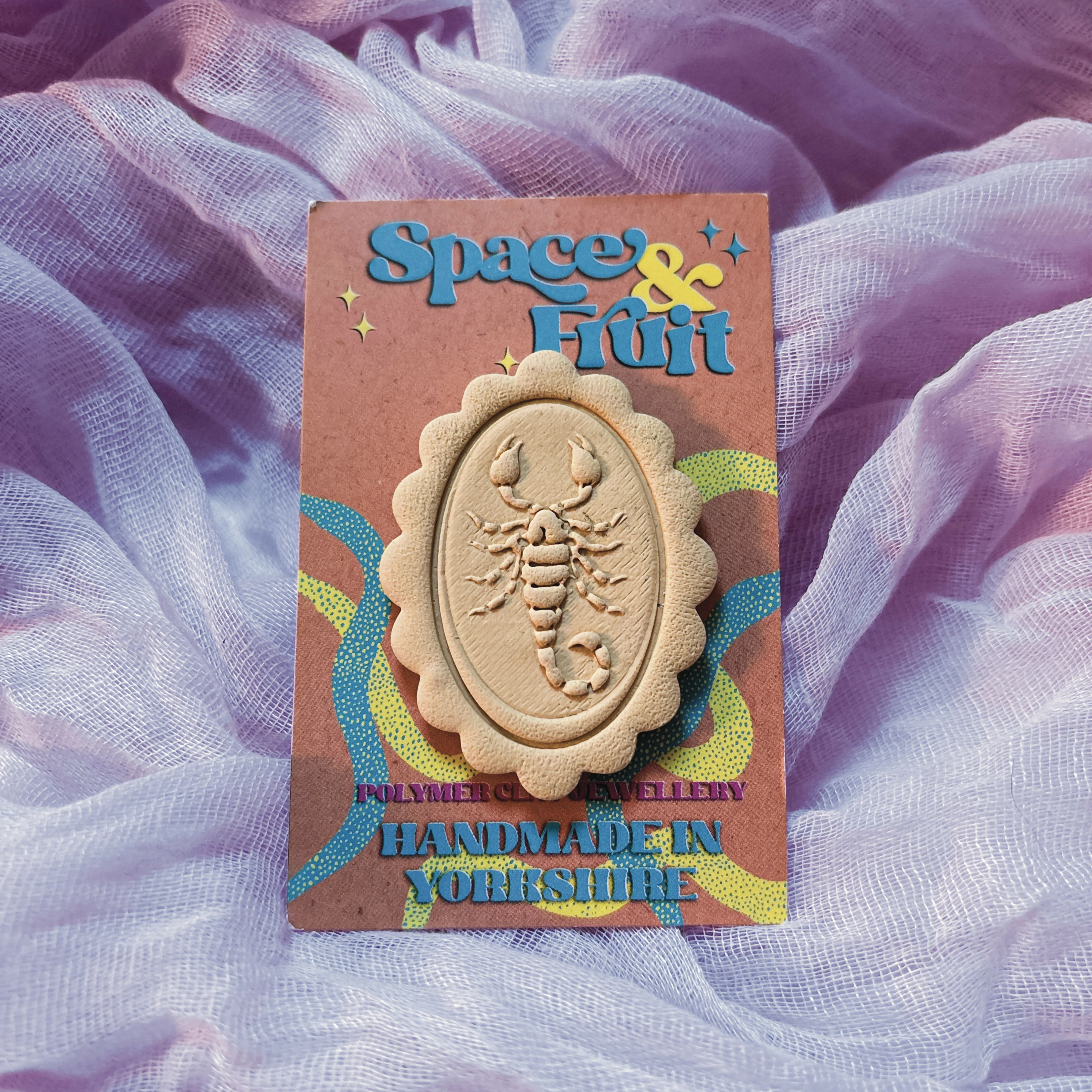Scorpion Cameo Polymer Clay Pin
