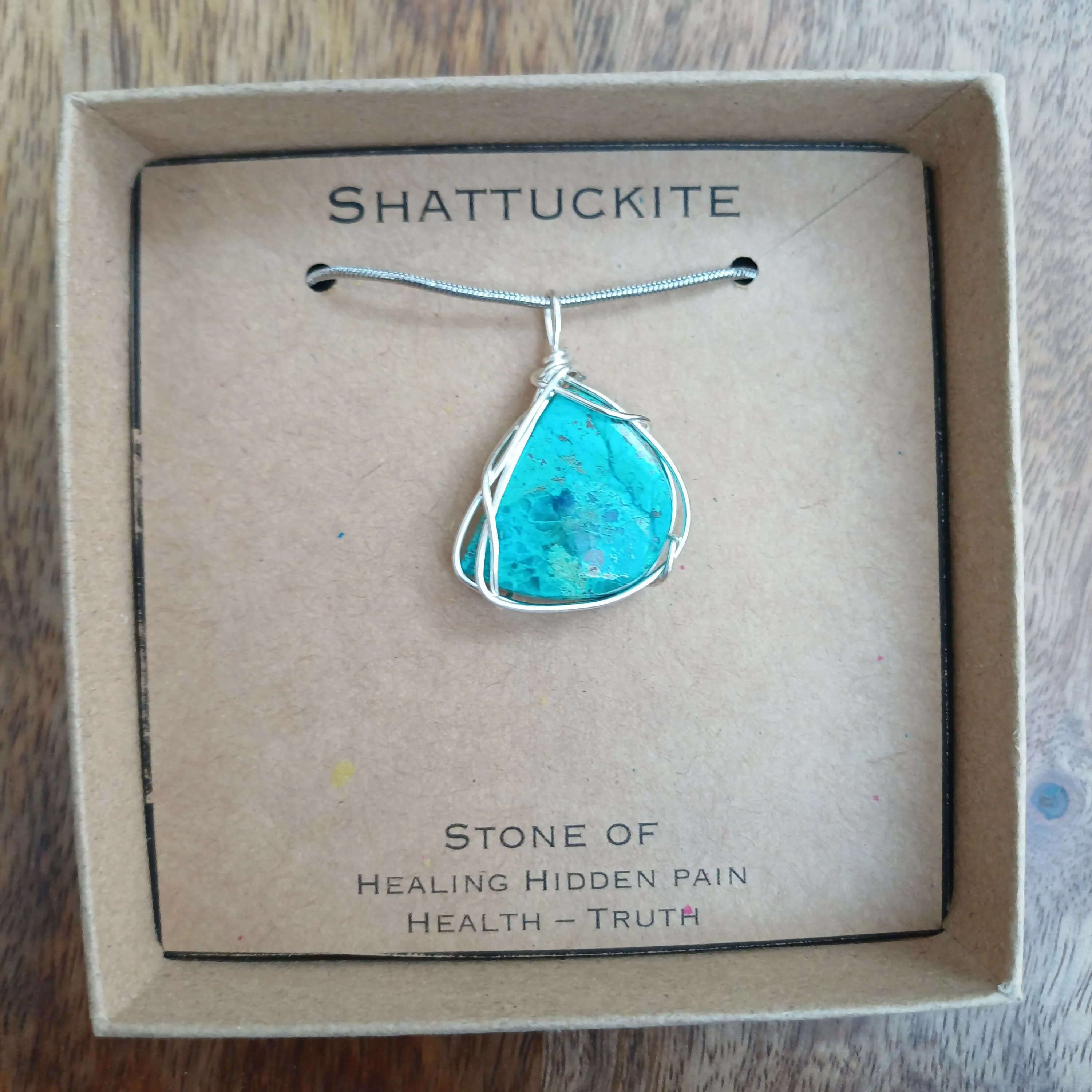 Shattuckite Wire Wrapped Pendant