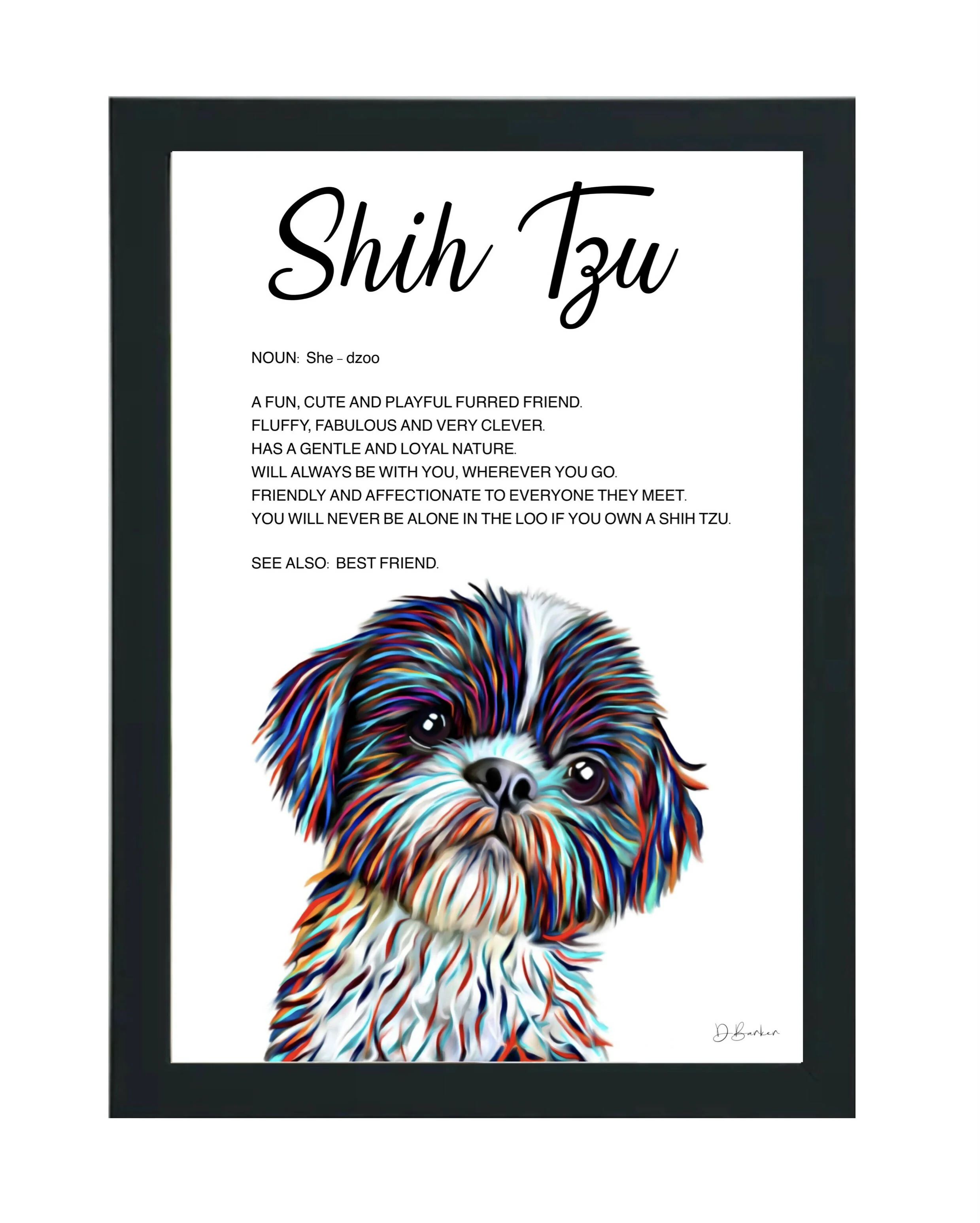 Shih Tzu Dog - Definition Quote - Framed Artwork.