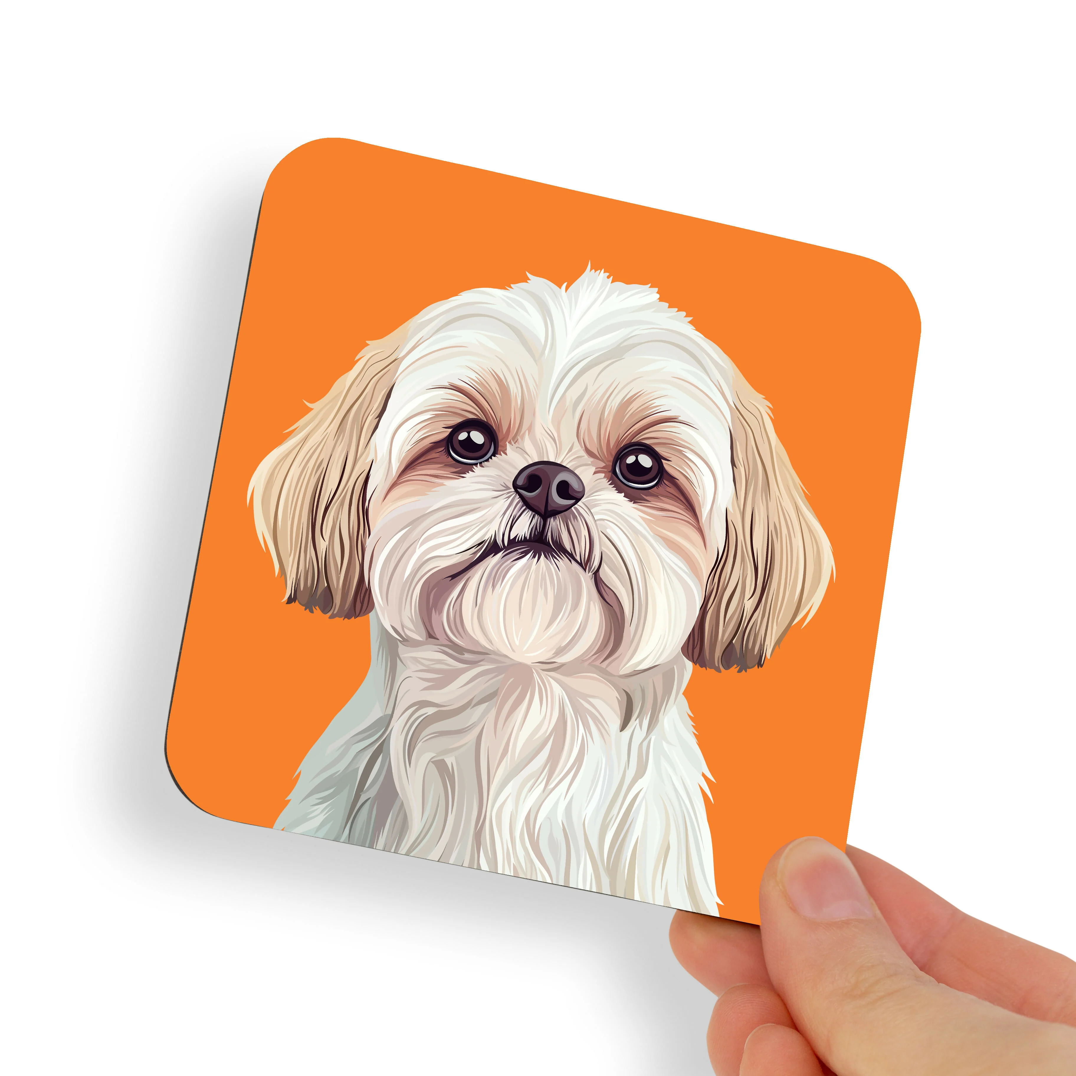 Shih Tzu White Blonde Dog Coaster