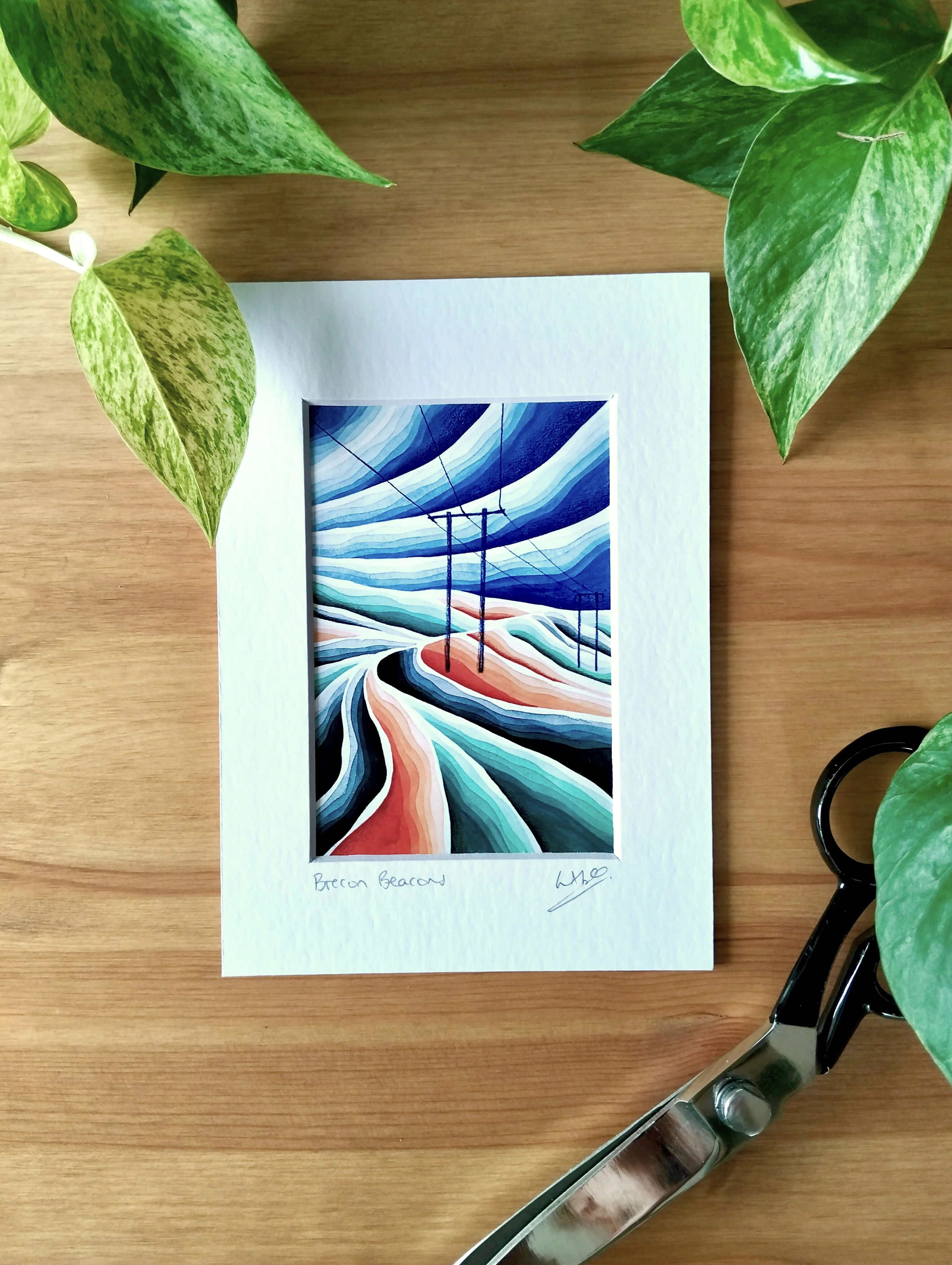 Signed Abstract Landscape Art Print | Brecon Beacons Watercolour - Image 2