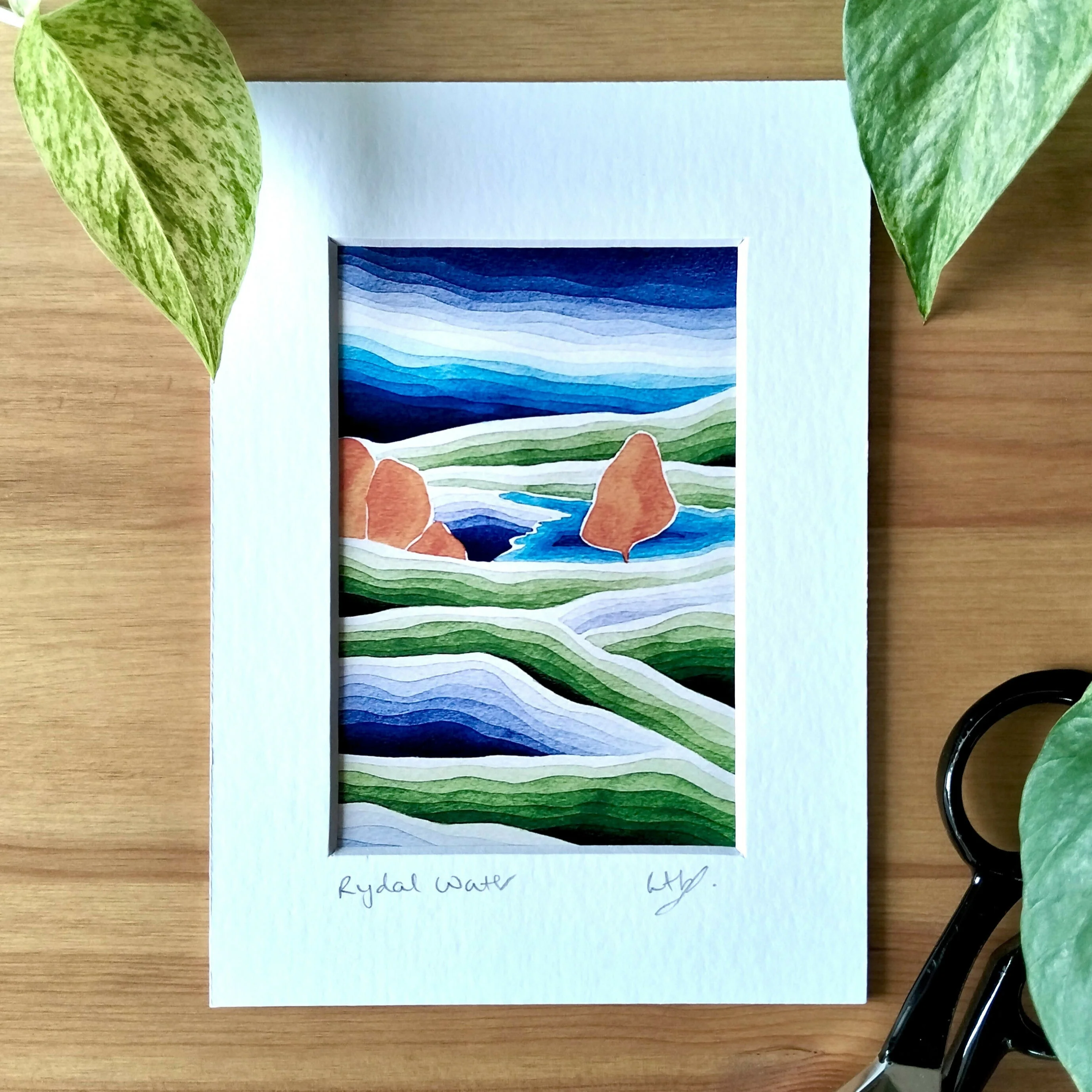 Signed Rydal Water Watercolour Art Print | Lake District Landscape