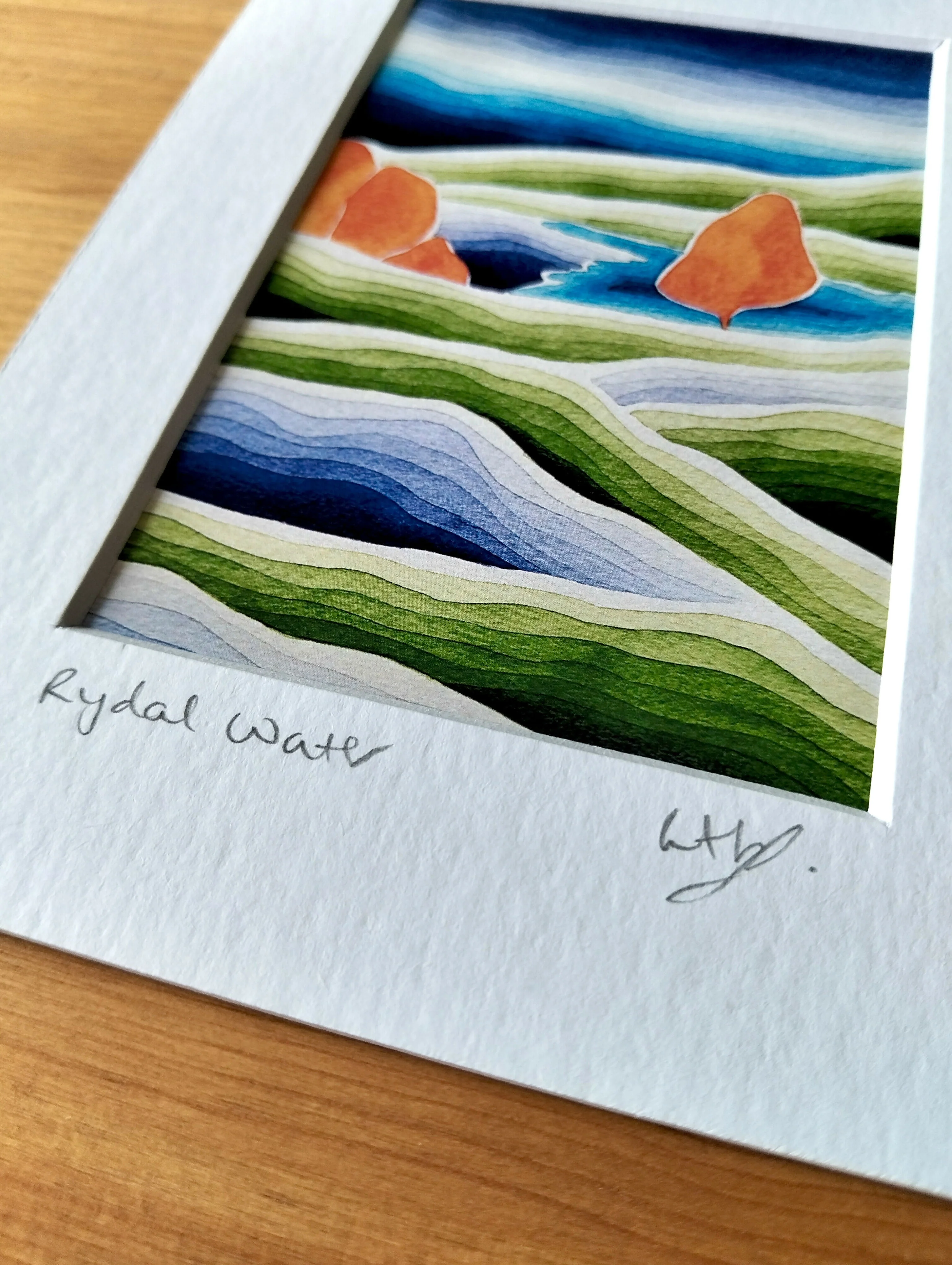 Signed Rydal Water Watercolour Art Print | Lake District Landscape - Image 3