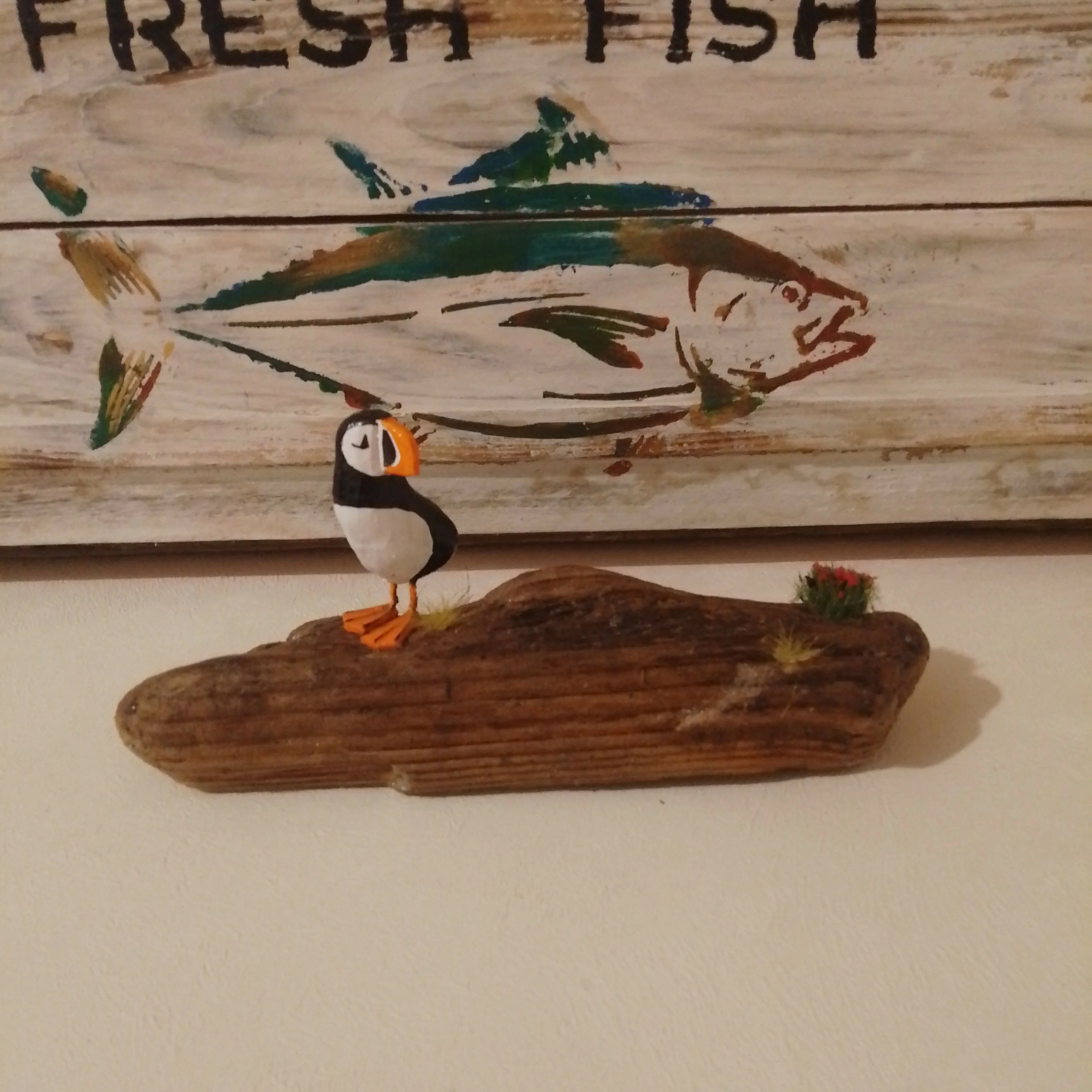 Single Puffin On Wood, With Legs - Image 3