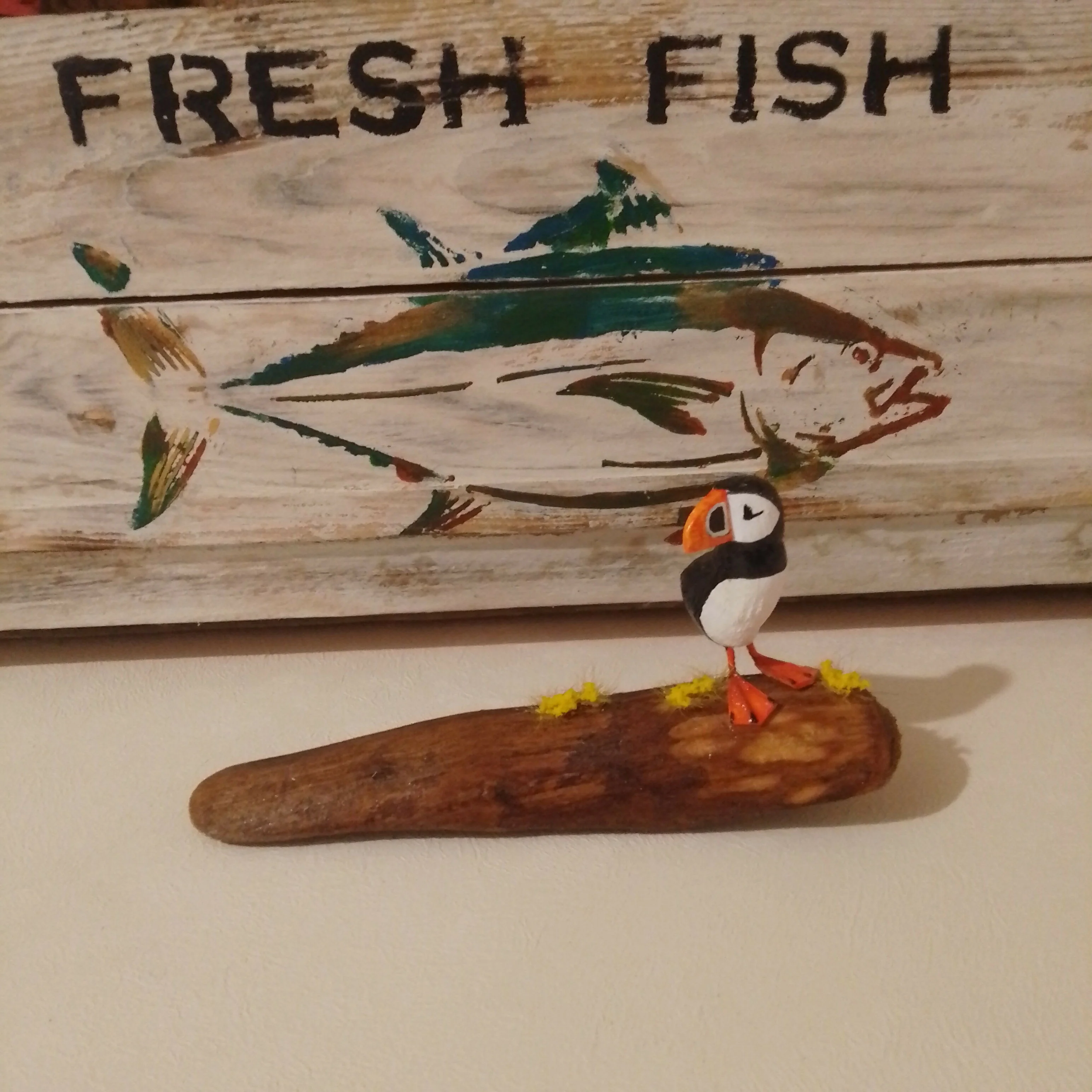 Single Puffin On Wood, With Legs - Image 4