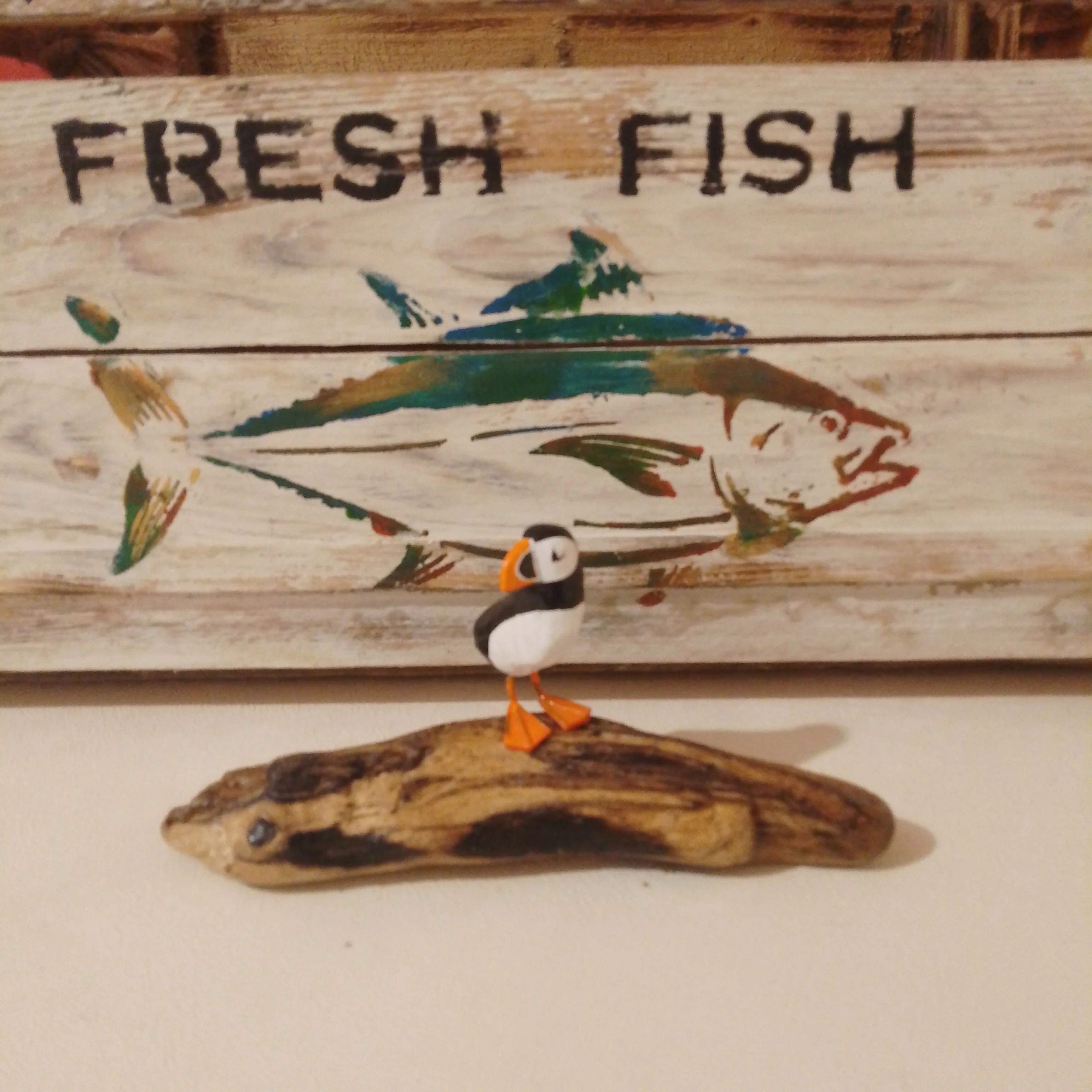 Single Puffin On Wood, With Legs - Image 5