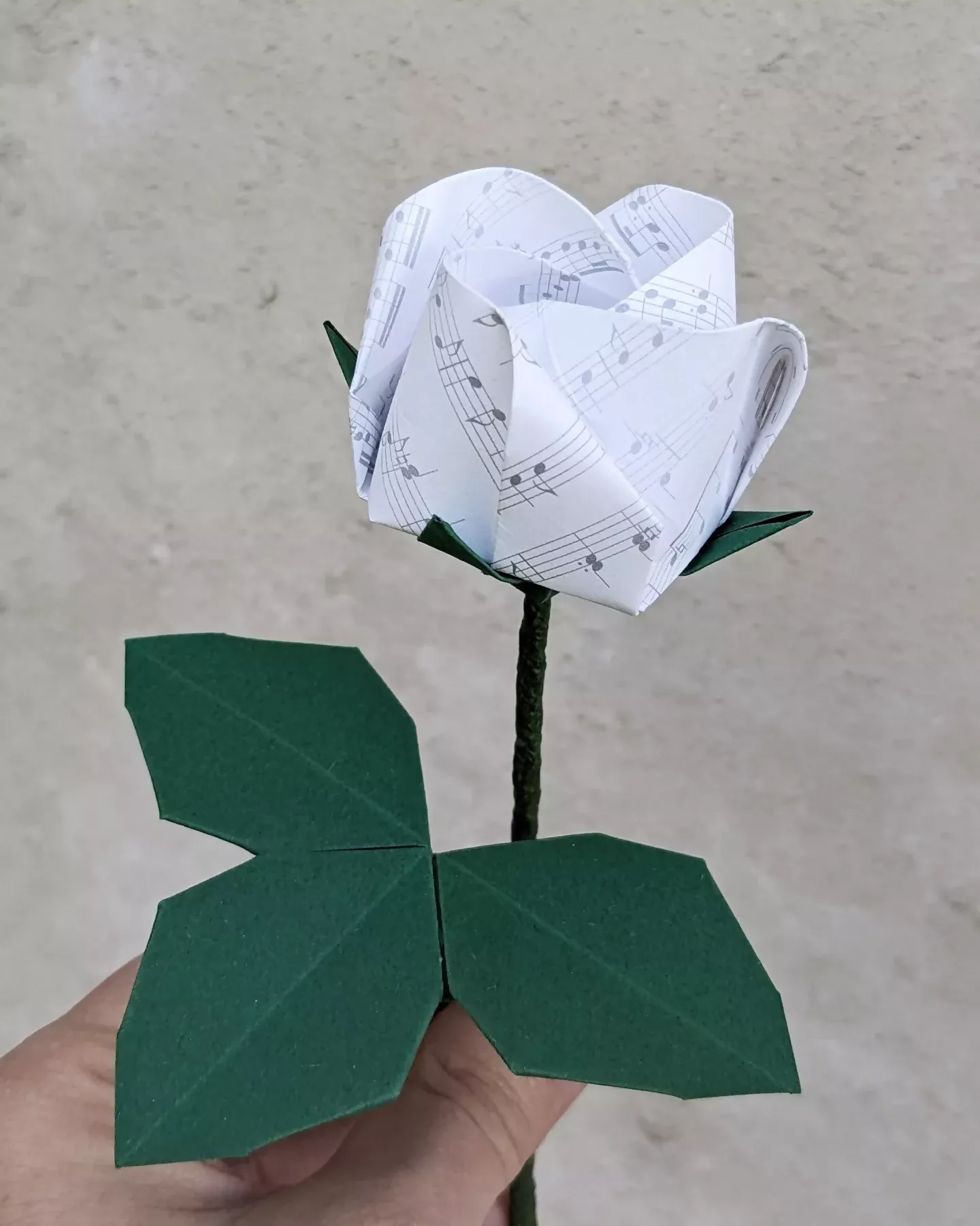 Single Stem Origami Paper Rose