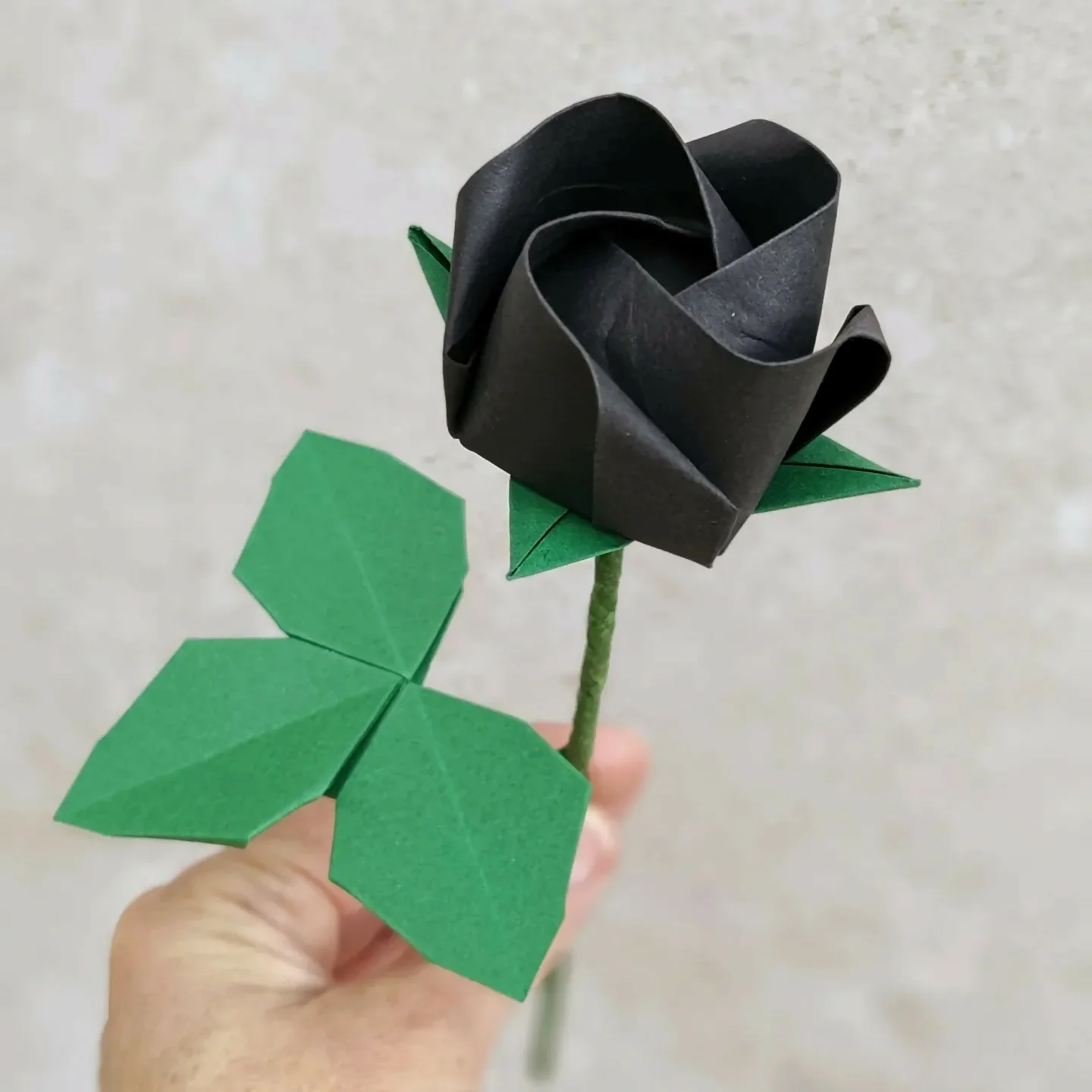 Single Stem Origami Paper Rose - Image 2