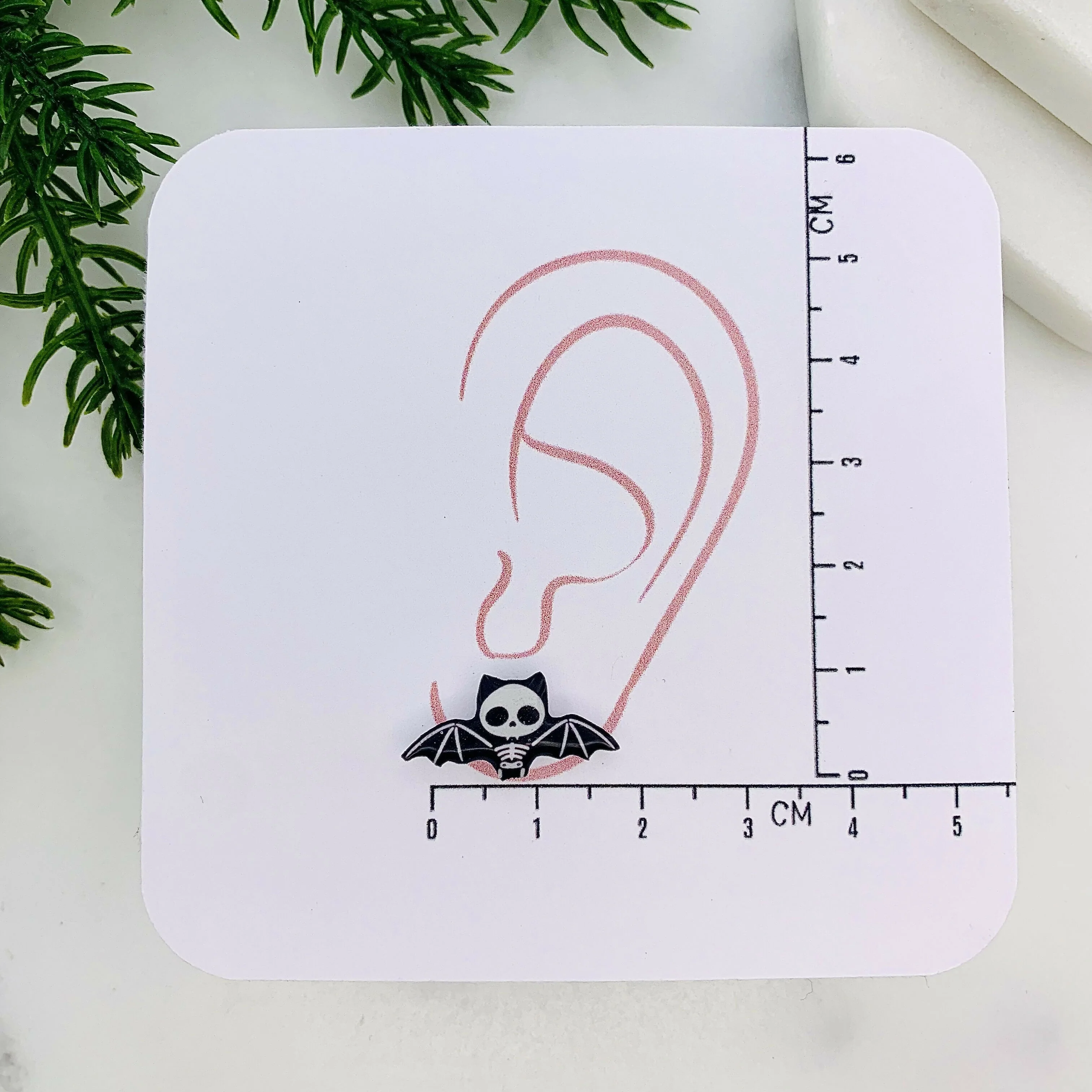 Skeleton Bat Stud Earrings - Image 3