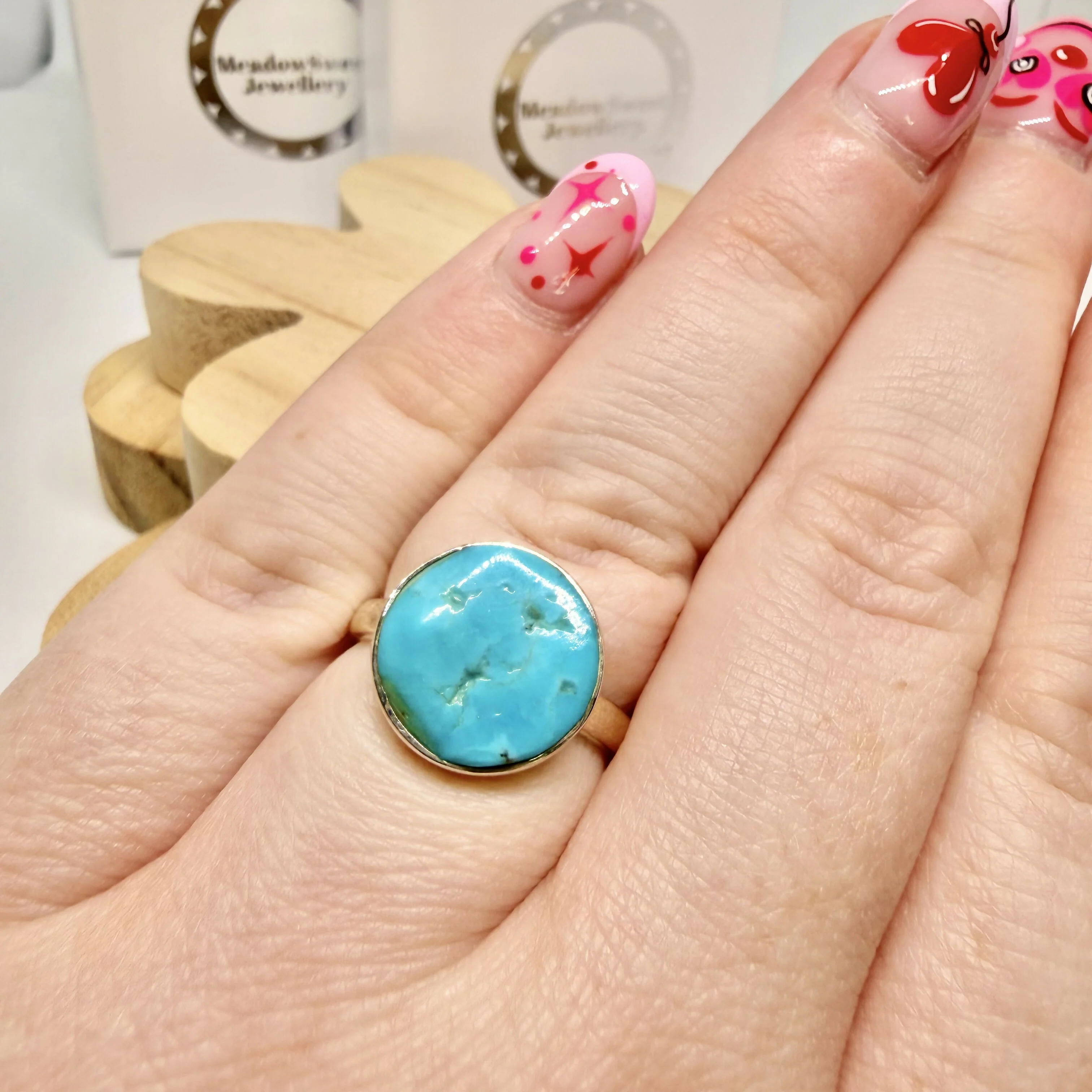 SLEEPING BEAUTY TURQUOISE RING SIZE O - Image 3