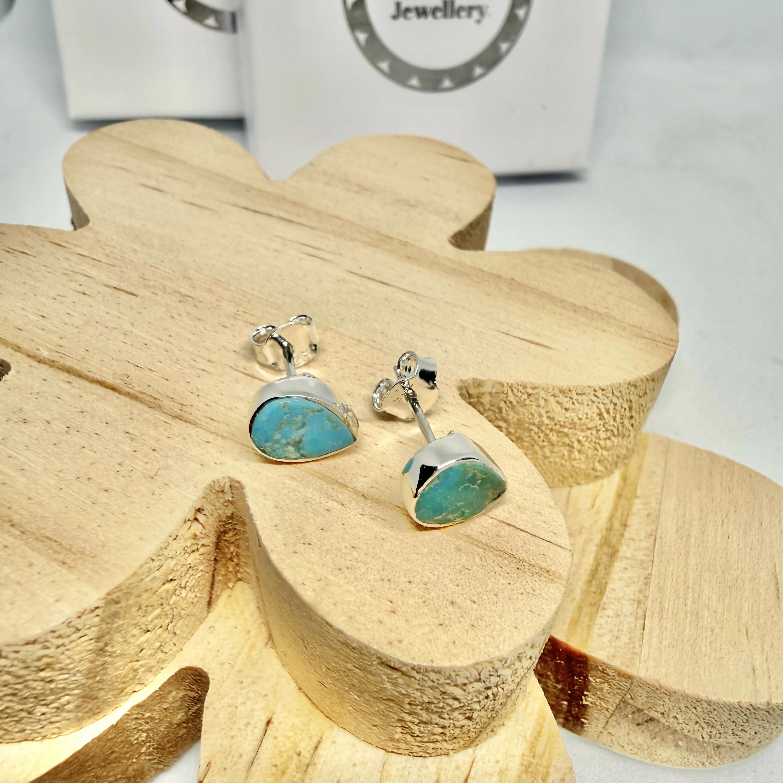 SLEEPING BEAUTY TURQUOISE STUD EARRINGS - Image 2