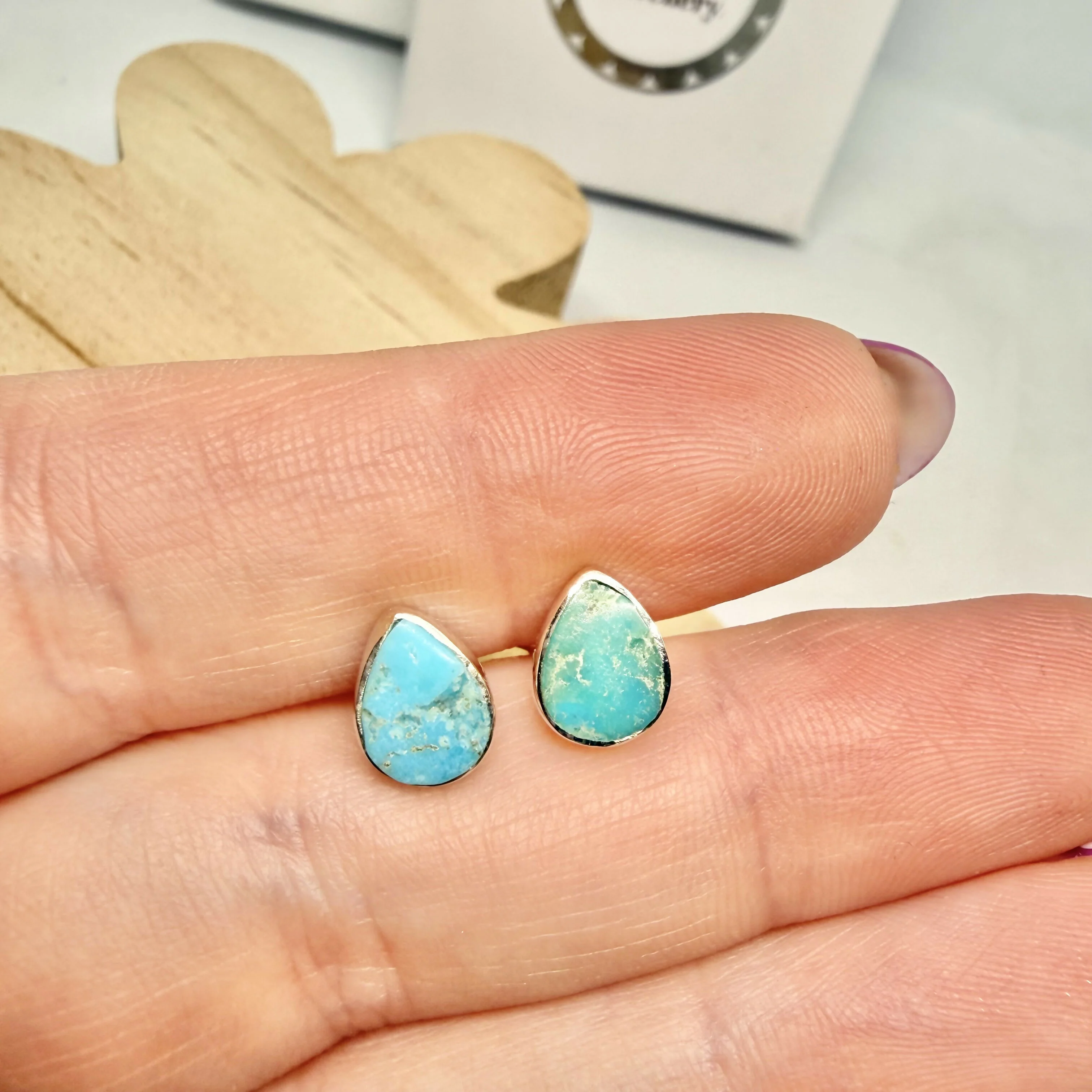 SLEEPING BEAUTY TURQUOISE STUD EARRINGS - Image 3
