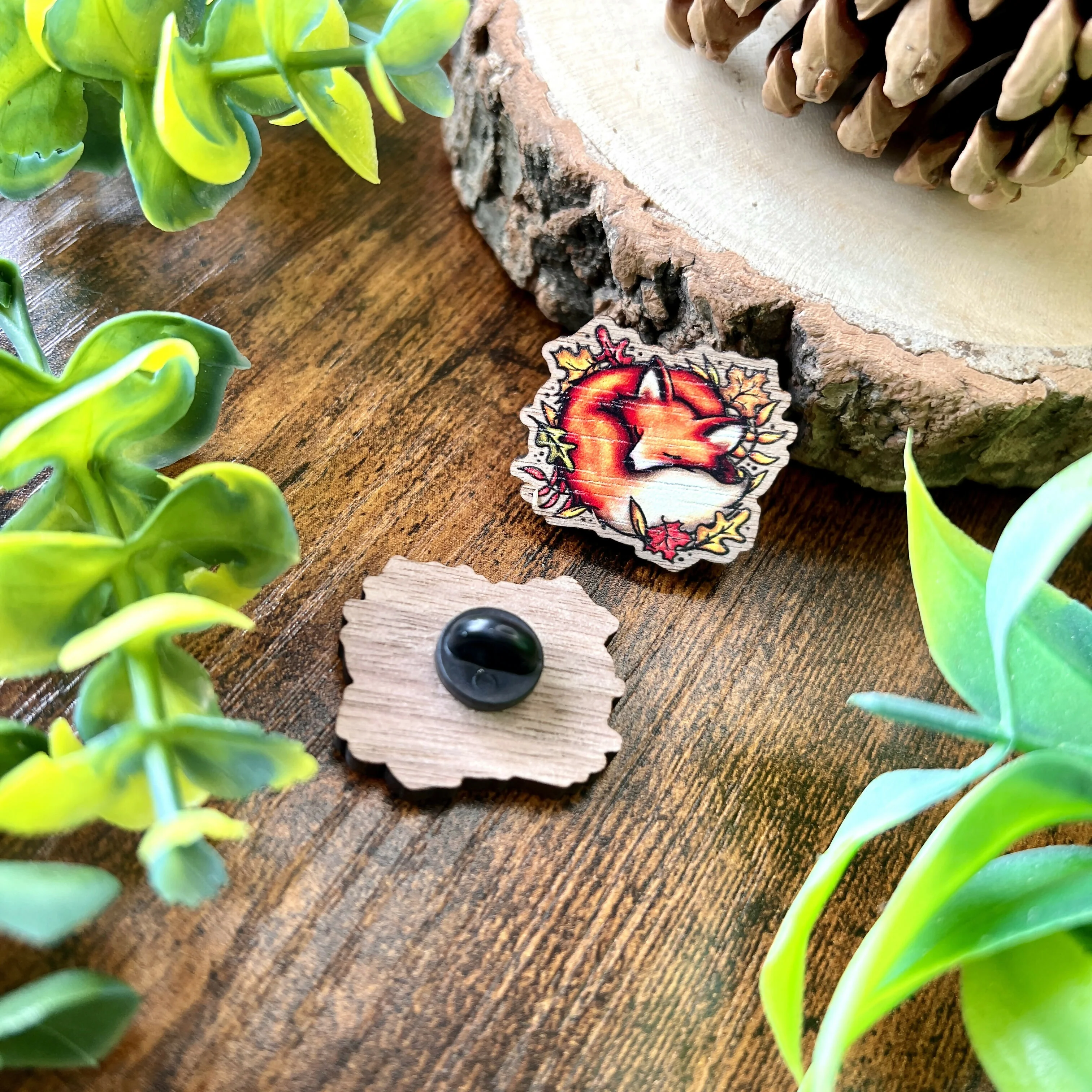 Sleeping Fox Wooden Pin - Image 3