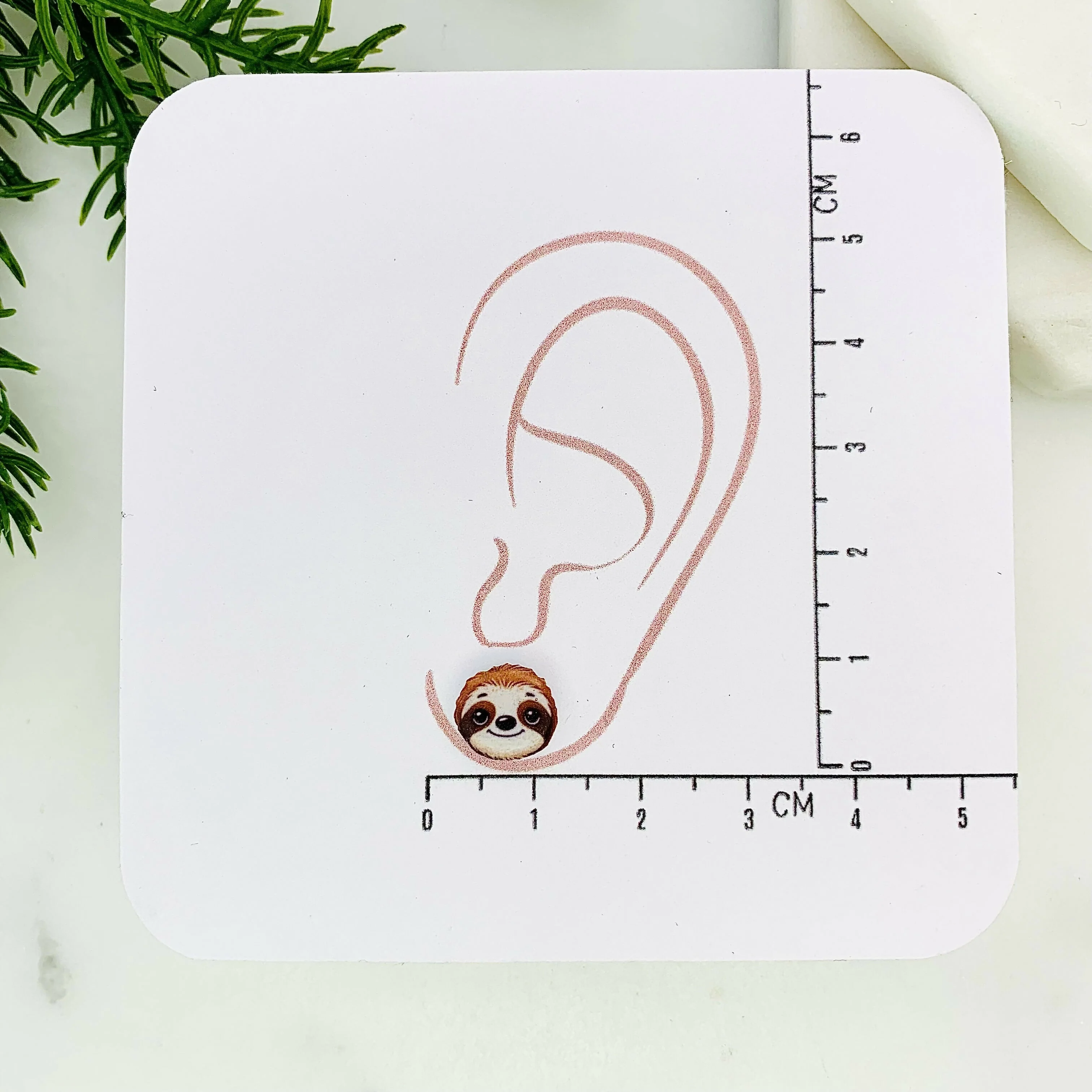 Sloth Face Stud Earrings - Image 3