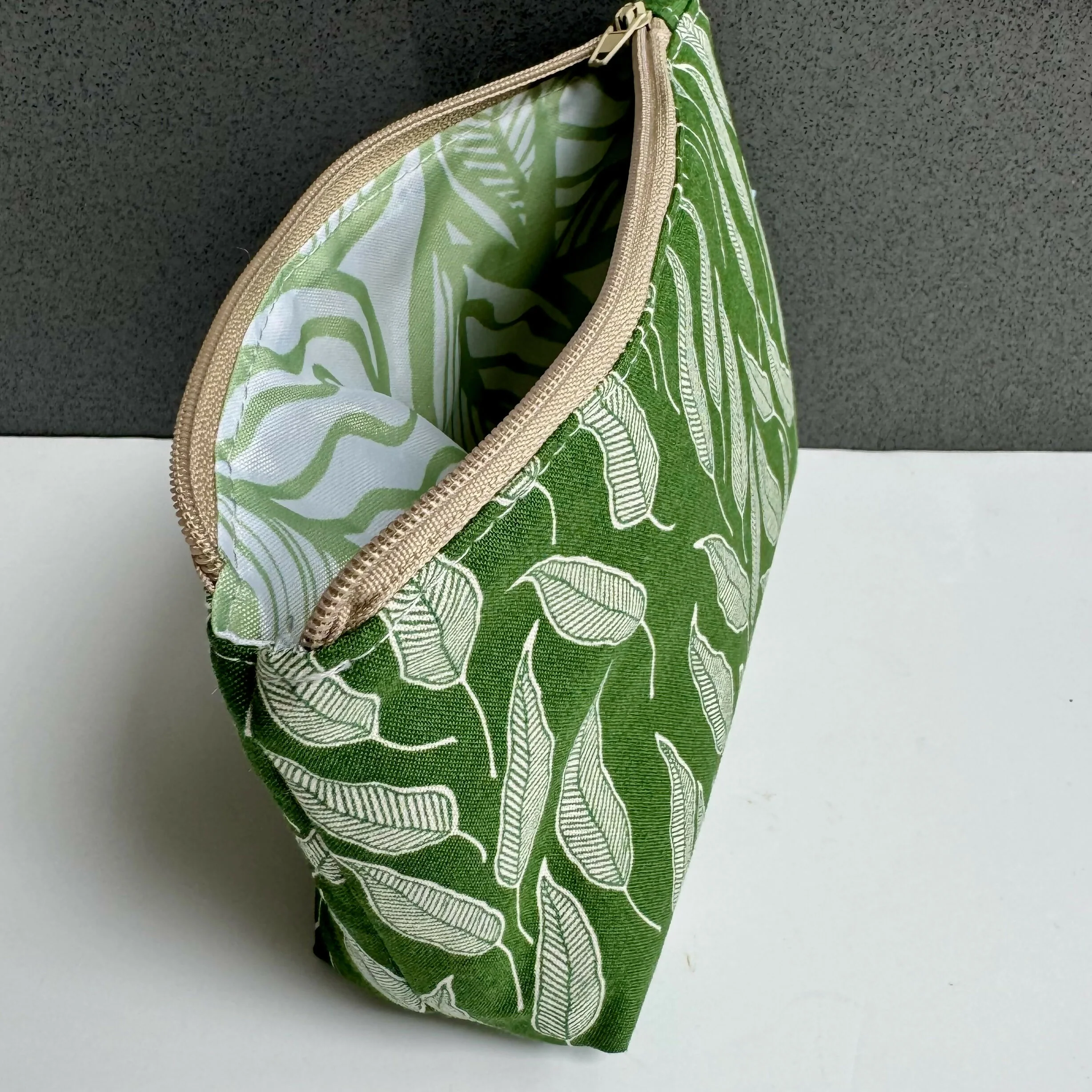 Small Make Up Bag - Green Leaves - Image 2
