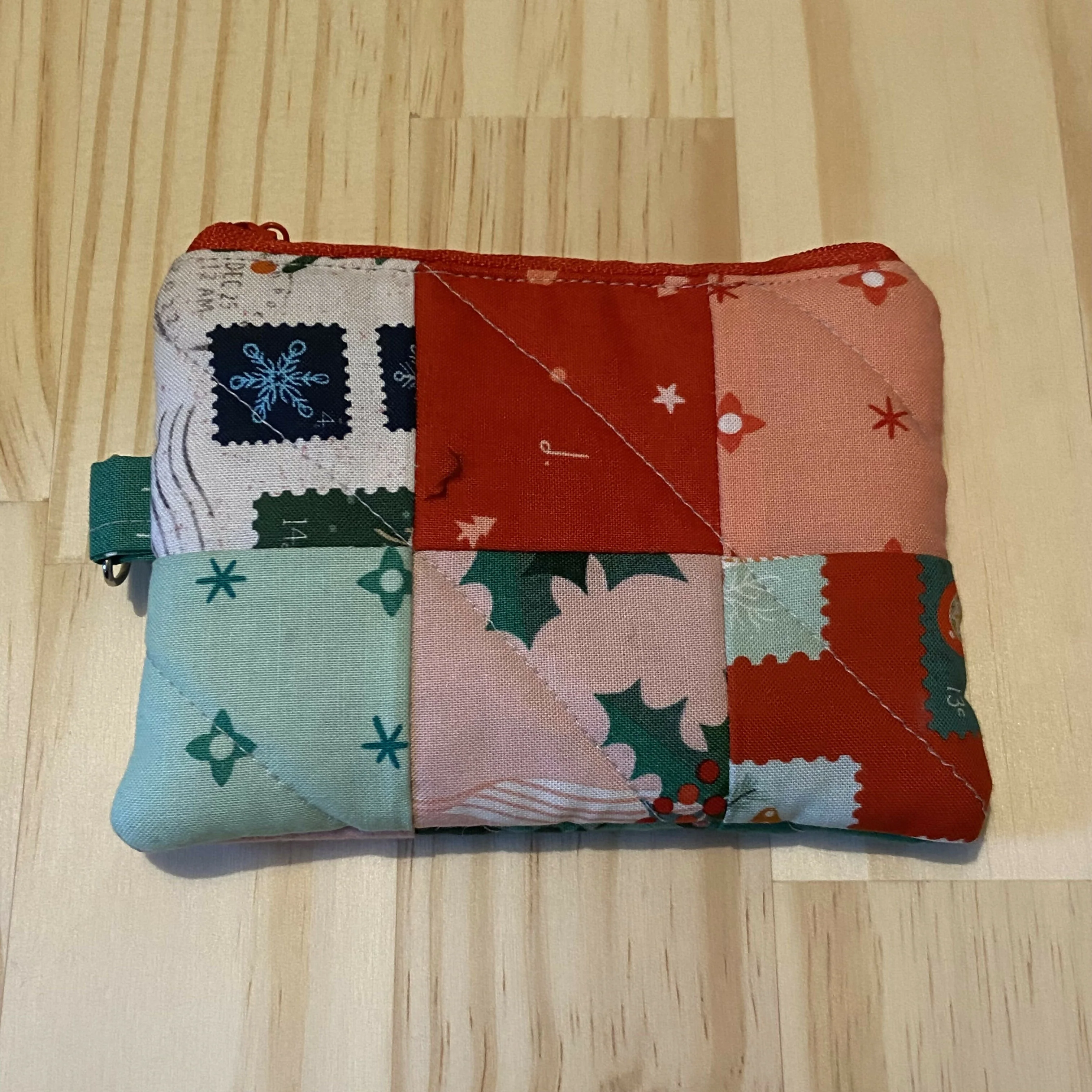 Small Patchwork Quilted Christmas Zipper Pouch - Image 3