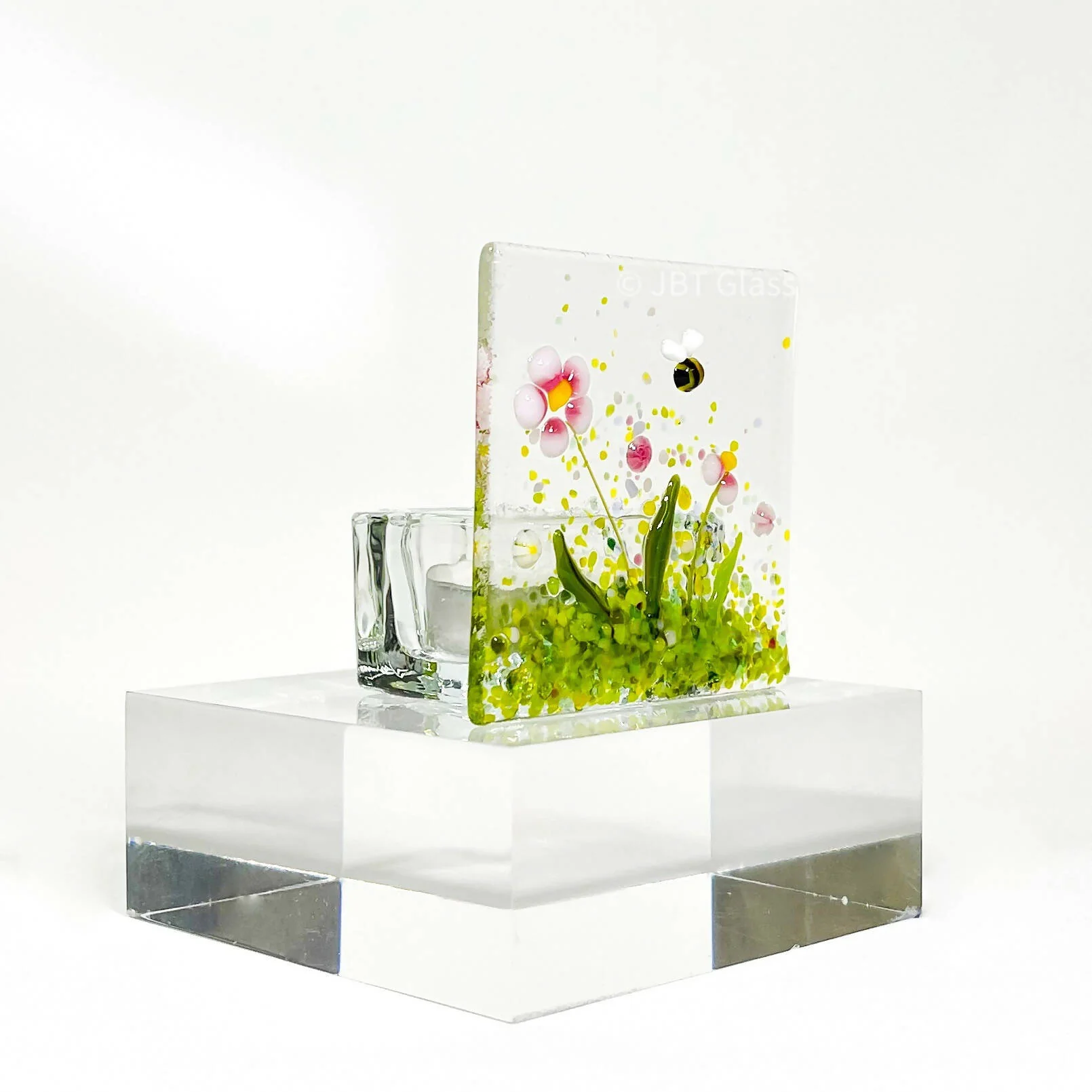 Small Pink Flower Tea Light - Image 2