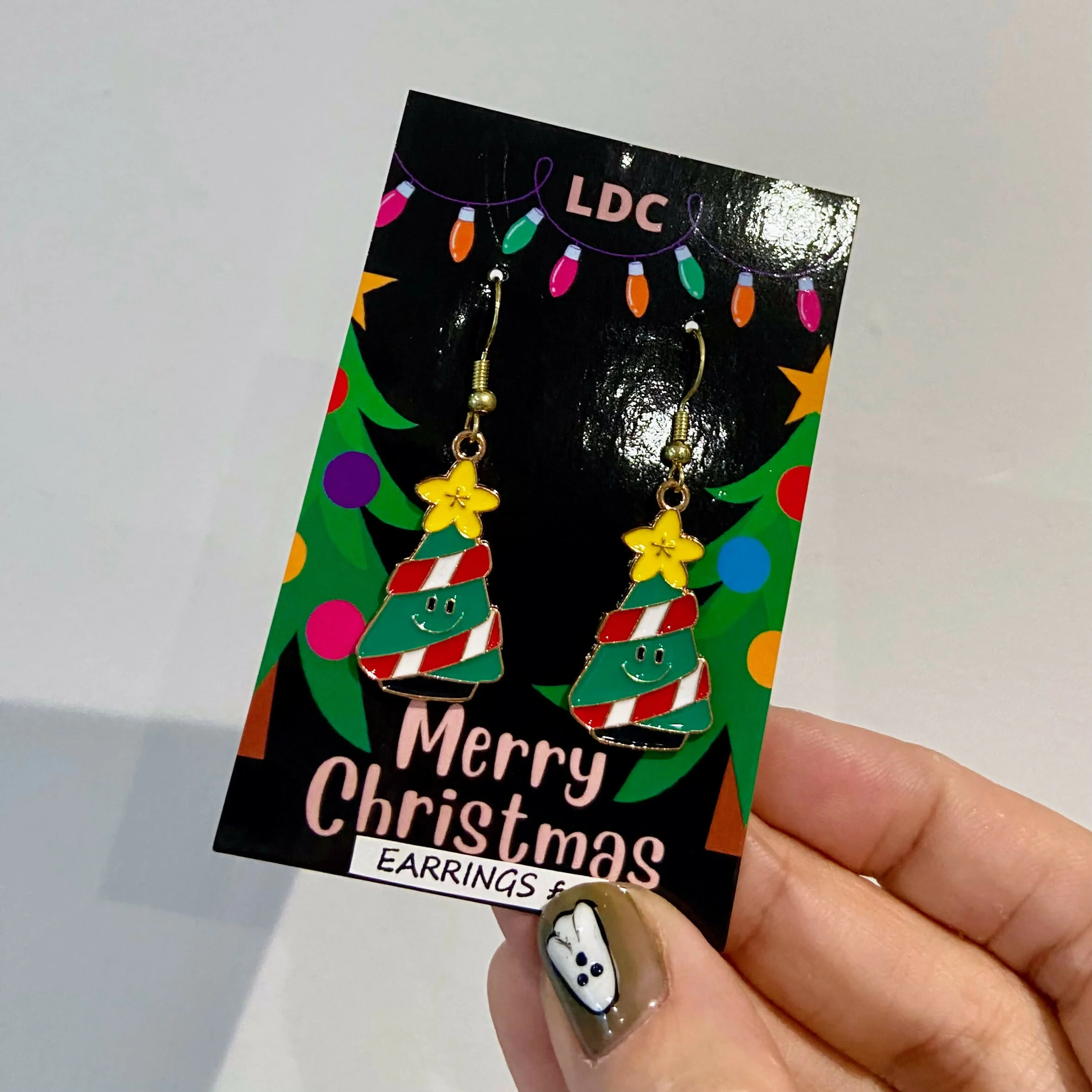 Smiley Christmas Tree Charm Earrings - Image 3