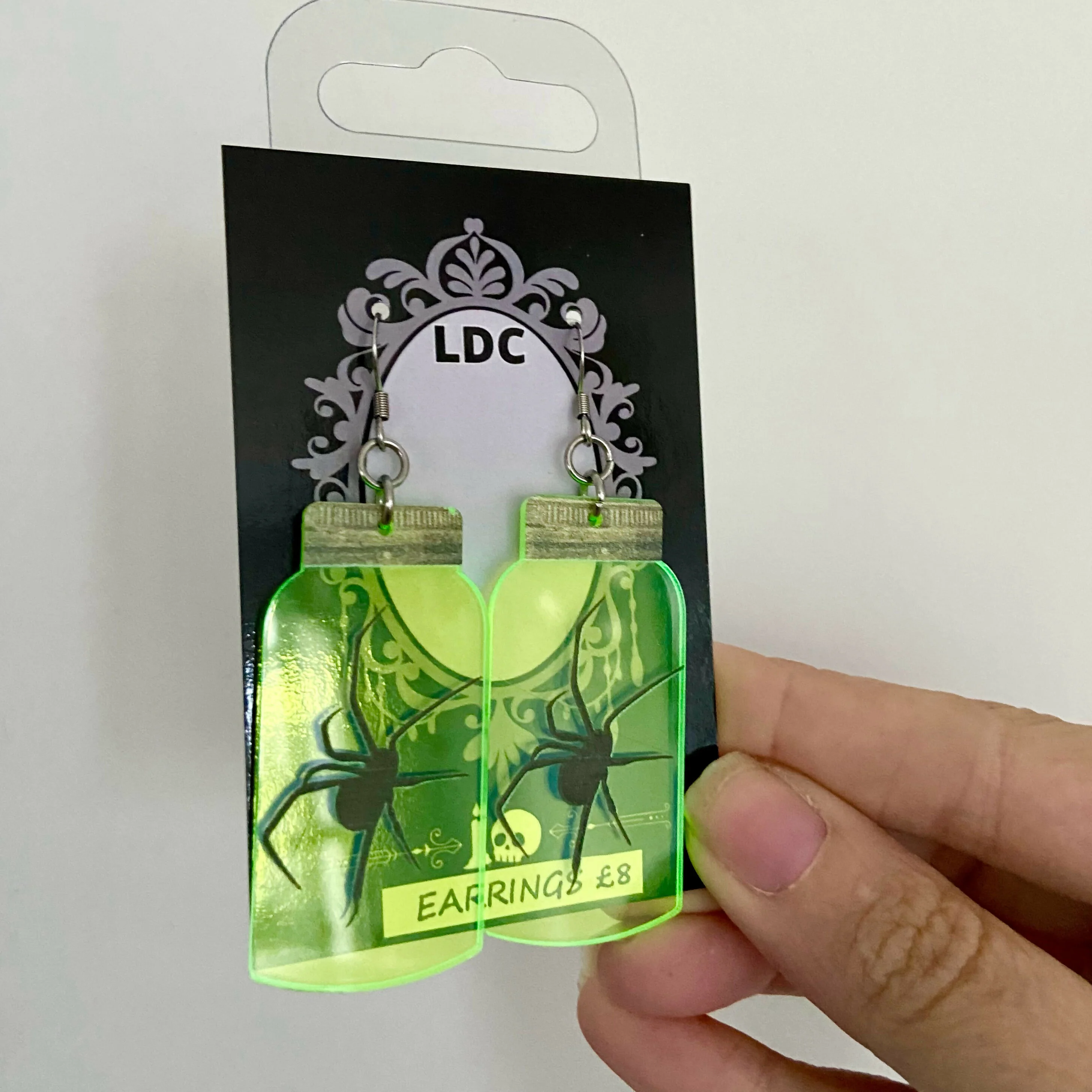 Spider Jar Acrylic Earrings - Image 2