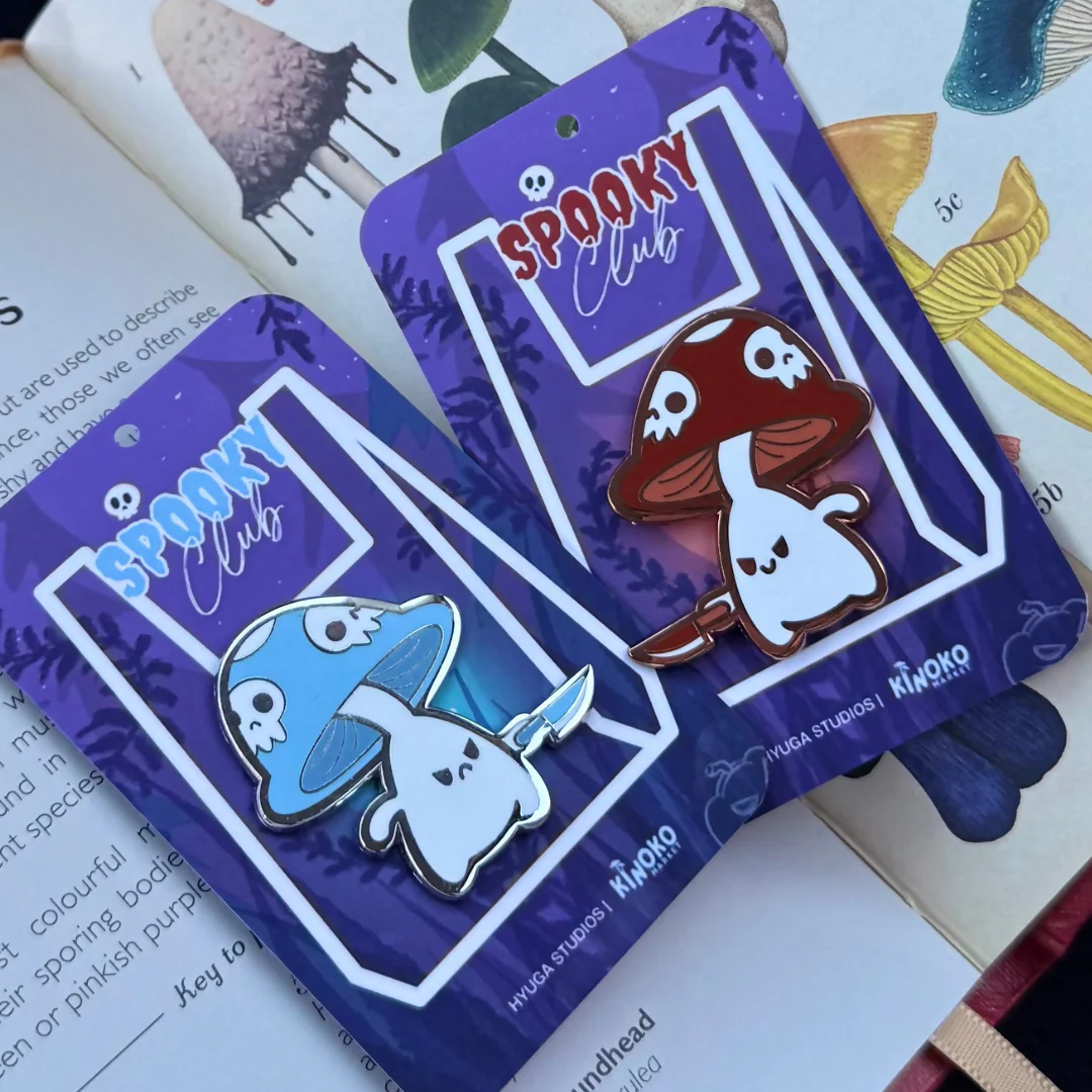 Spooky Mushroom Jab Enamel Pin - Image 3