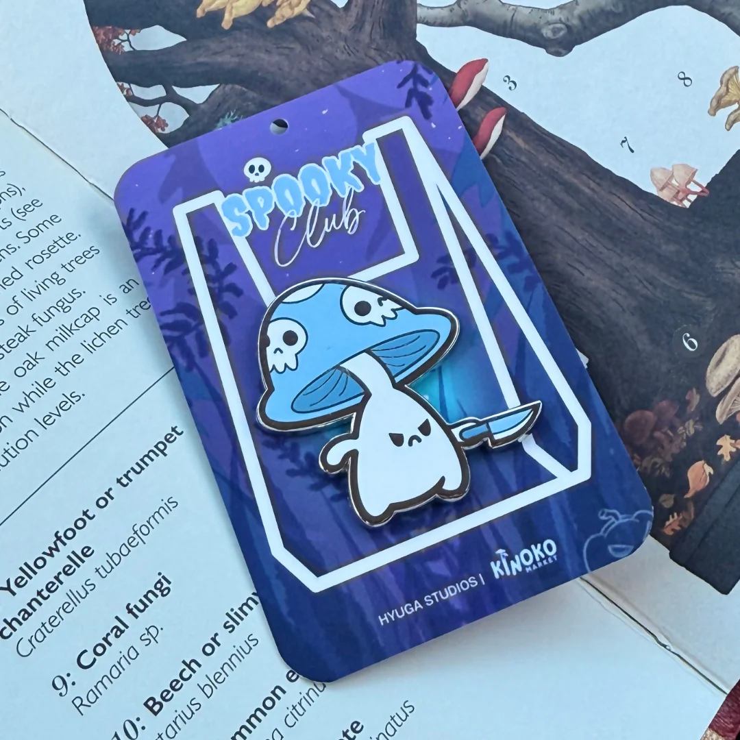 Spooky Mushroom Pale Blue Hard Enamel Pin