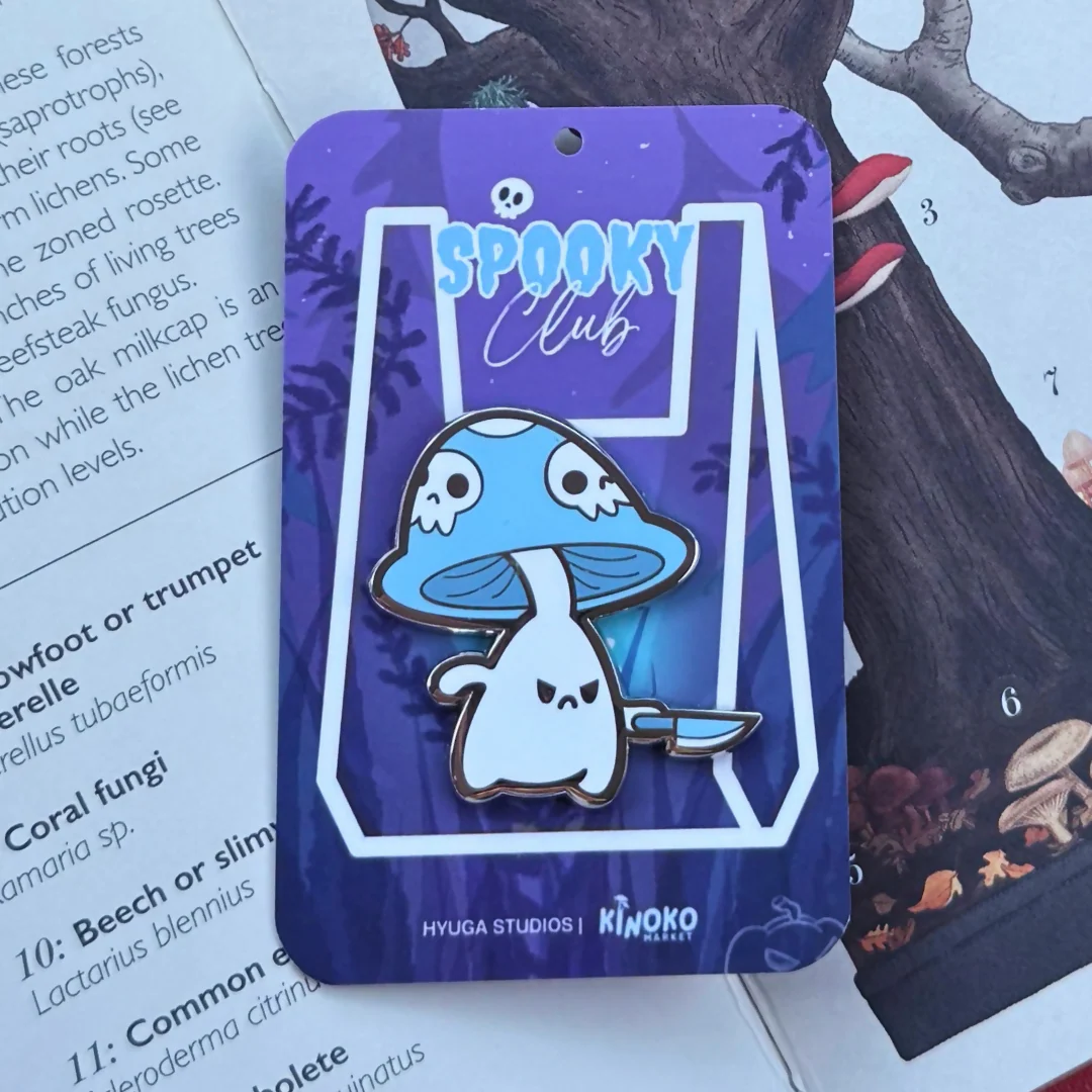 Spooky Mushroom Pale Blue Hard Enamel Pin - Image 2
